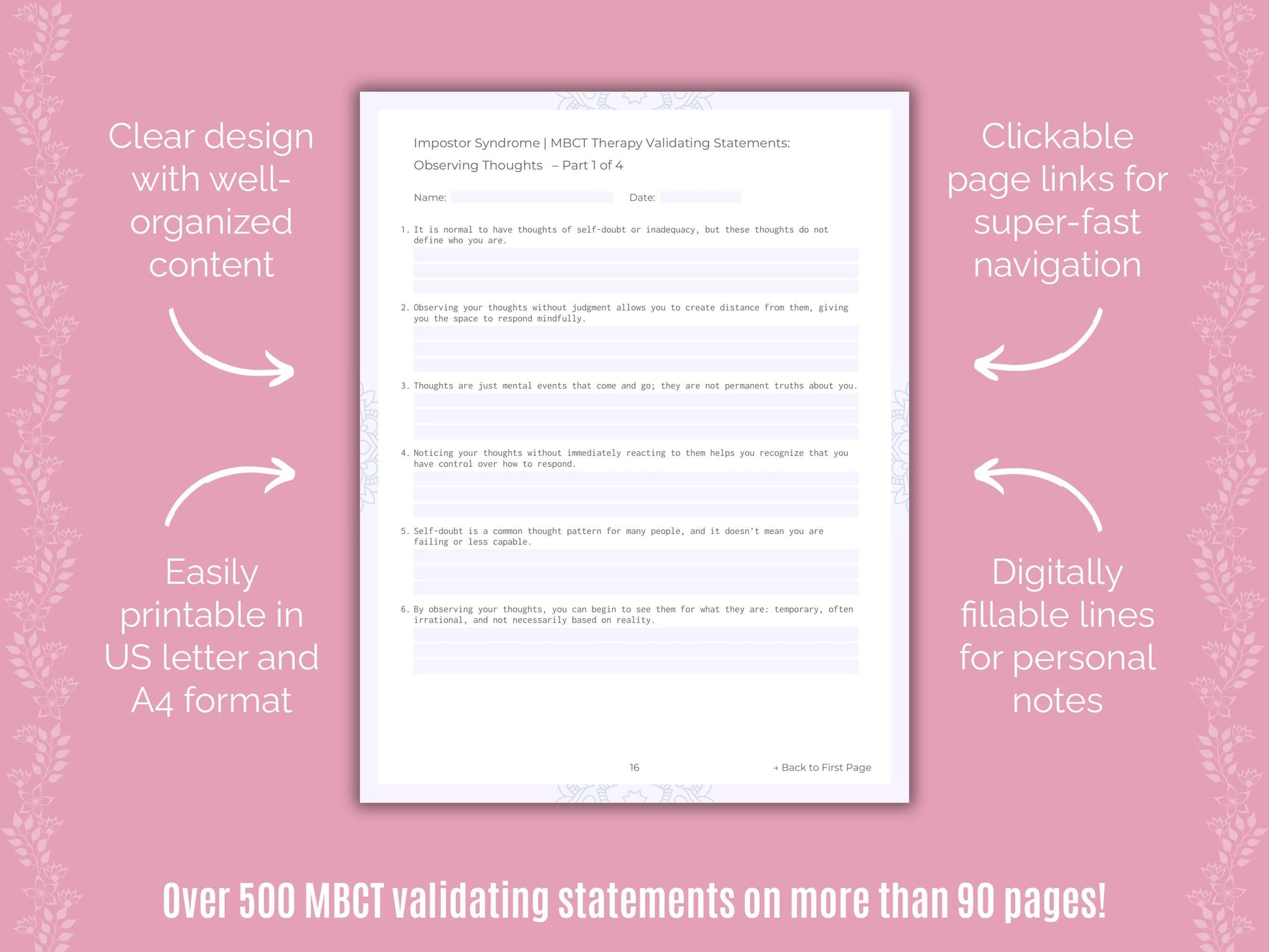 Impostor Syndrome Mindfulness-Based Cognitive Therapy (MBCT) Counseling Templates