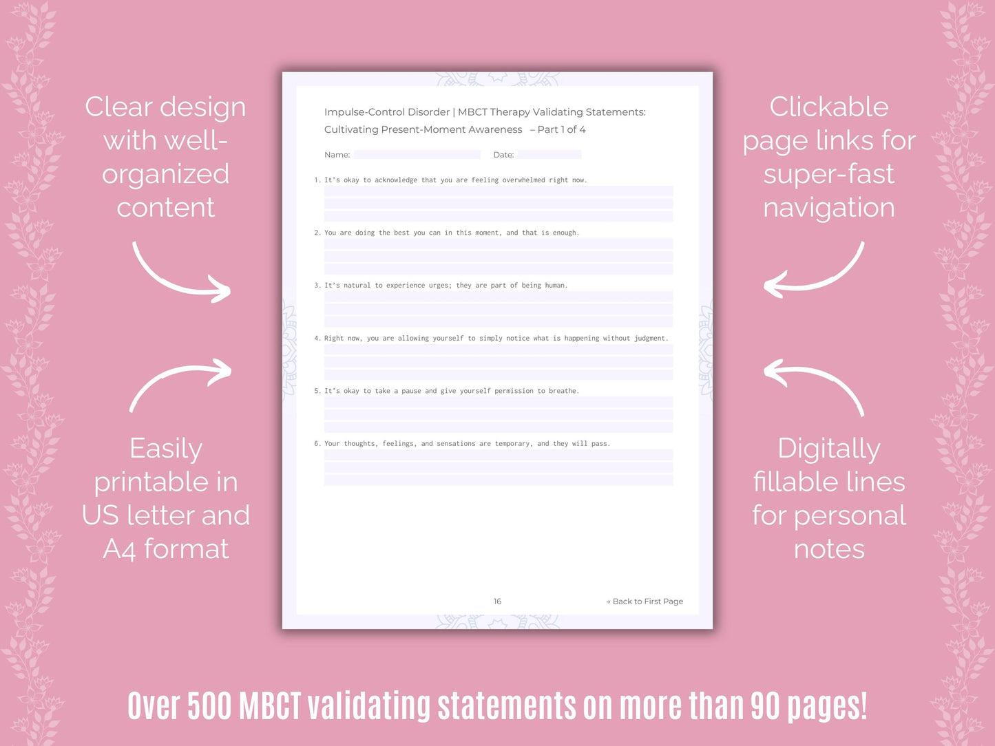 Impulse-Control Disorder (ICD) Mindfulness-Based Cognitive Therapy (MBCT) Counseling Templates
