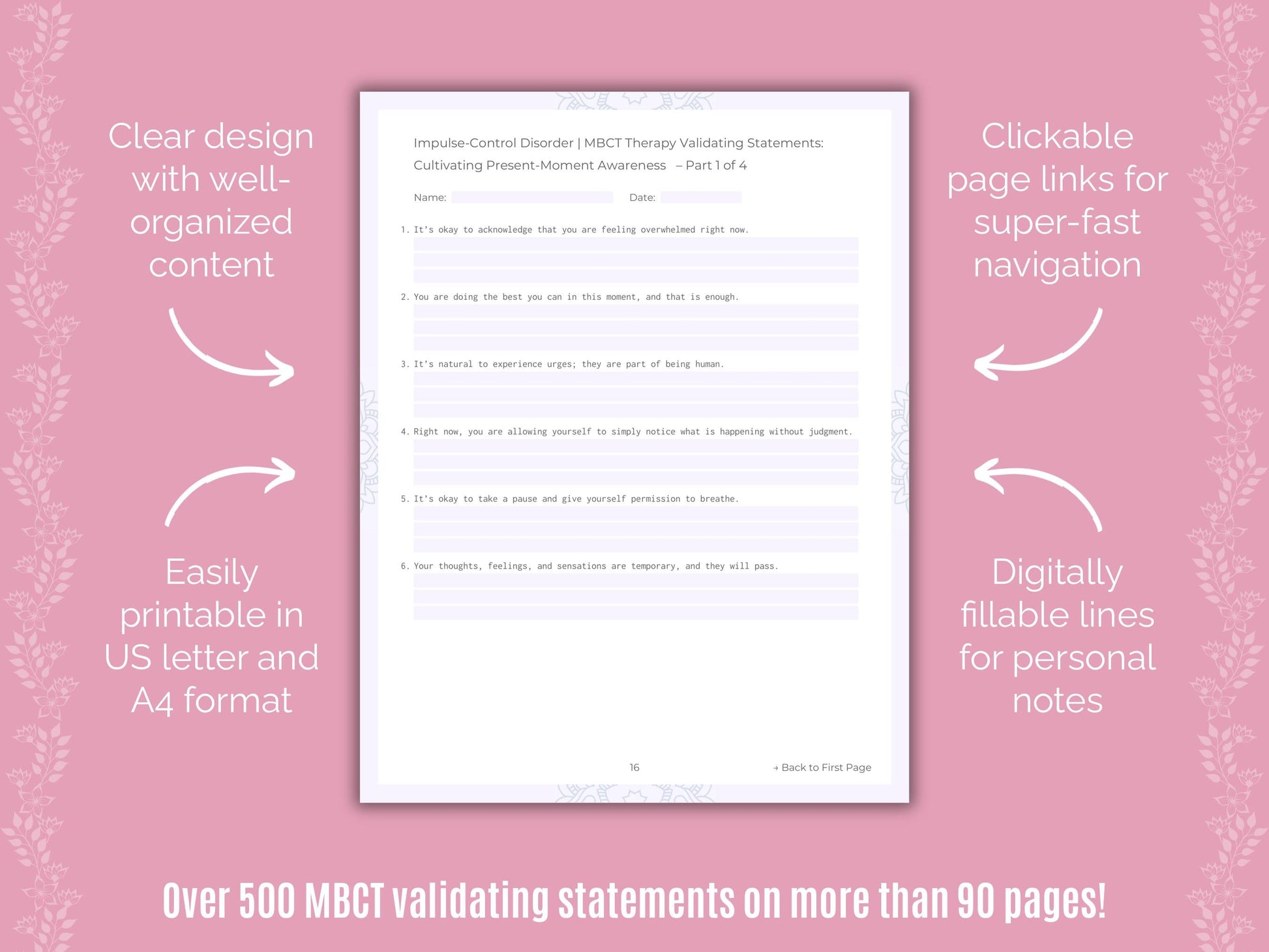 Impulse-Control Disorder (ICD) Mindfulness-Based Cognitive Therapy (MBCT) Counseling Templates
