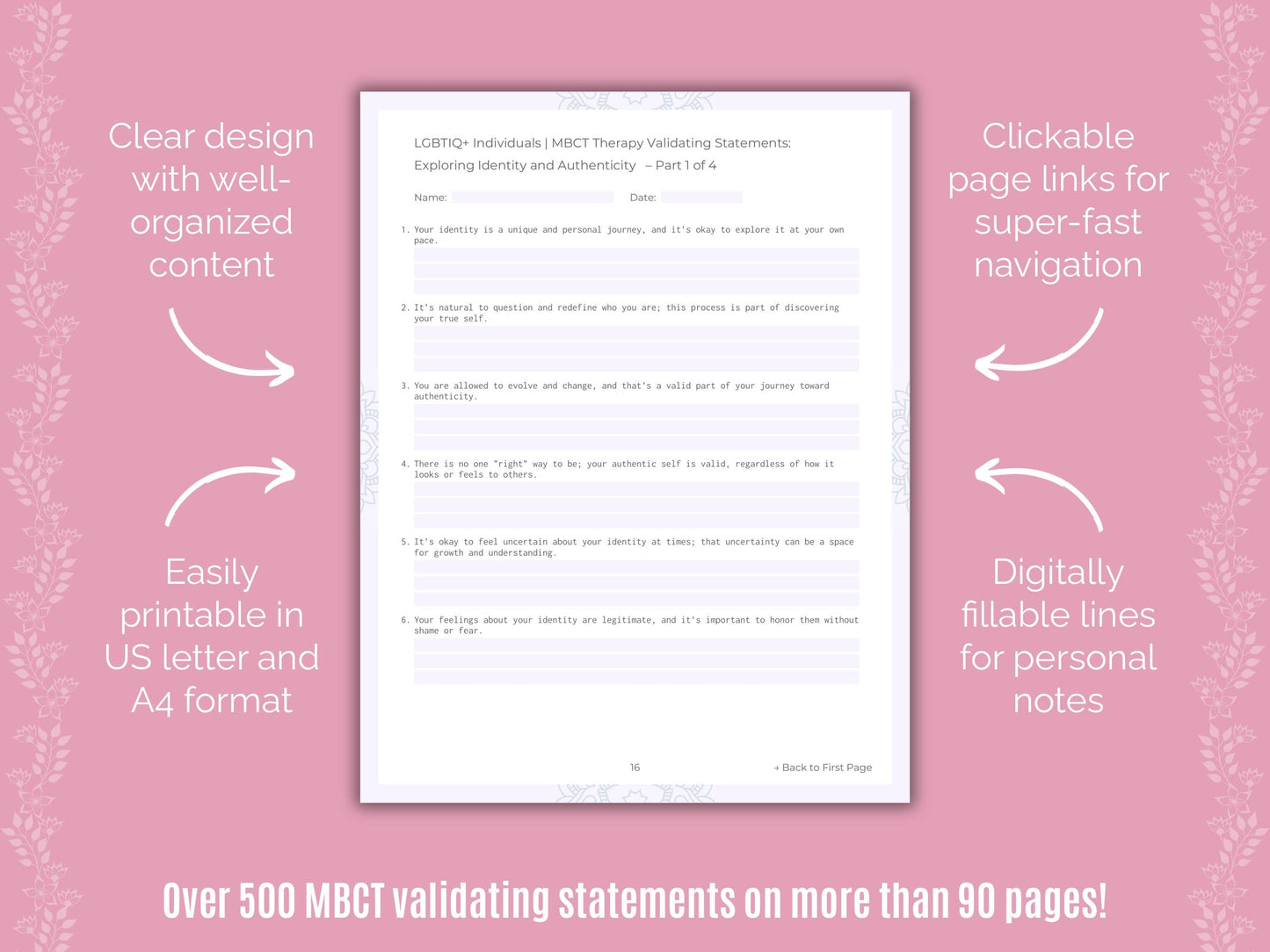 LGBTIQ+ Individuals Mindfulness-Based Cognitive Therapy (MBCT) Counseling Templates