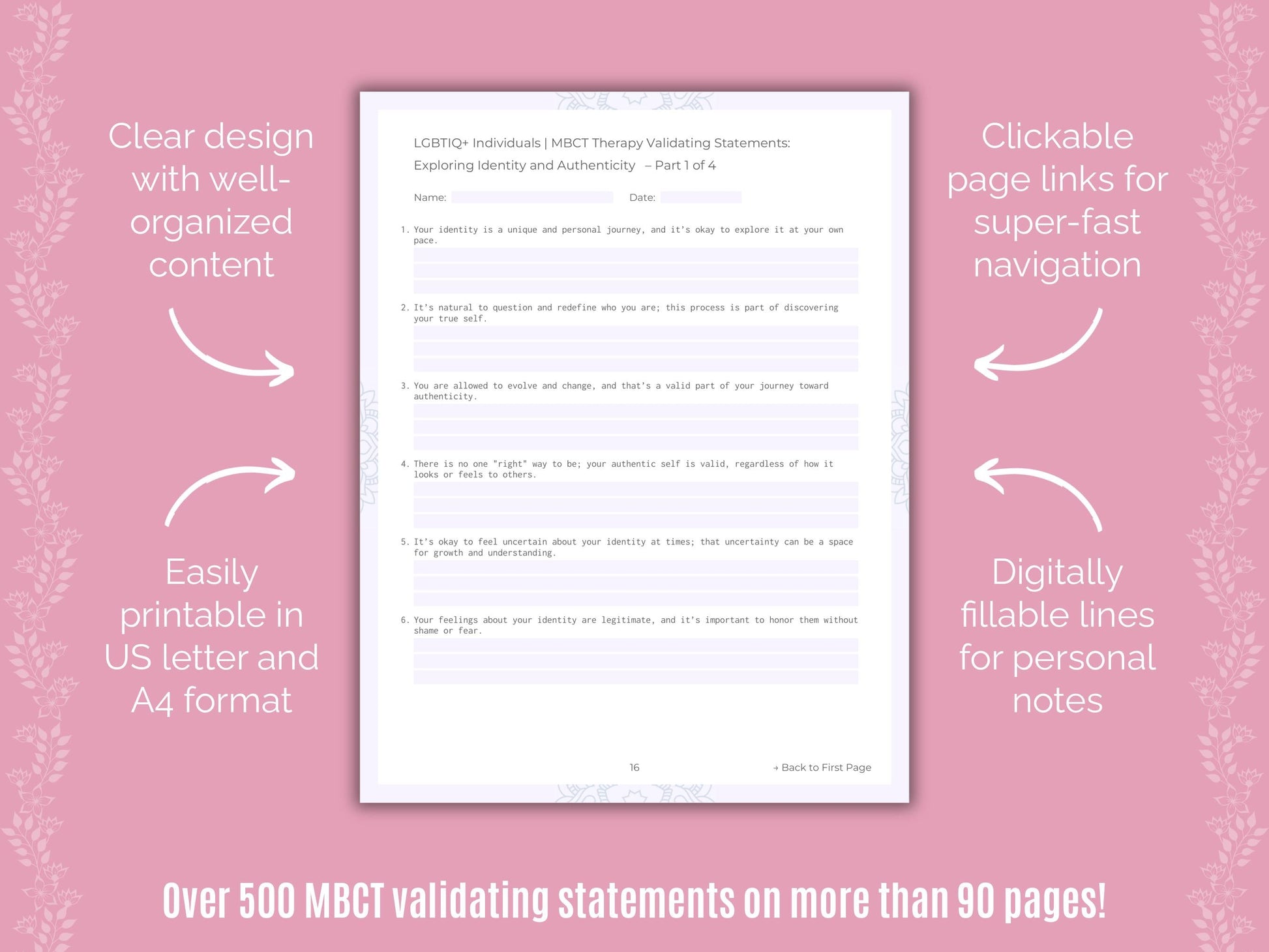 LGBTIQ+ Individuals Mindfulness-Based Cognitive Therapy (MBCT) Counseling Templates