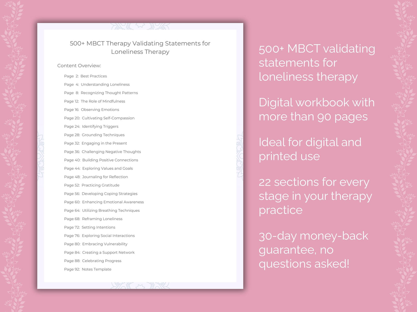 Loneliness Mindfulness-Based Cognitive Therapy (MBCT) Therapist Worksheets