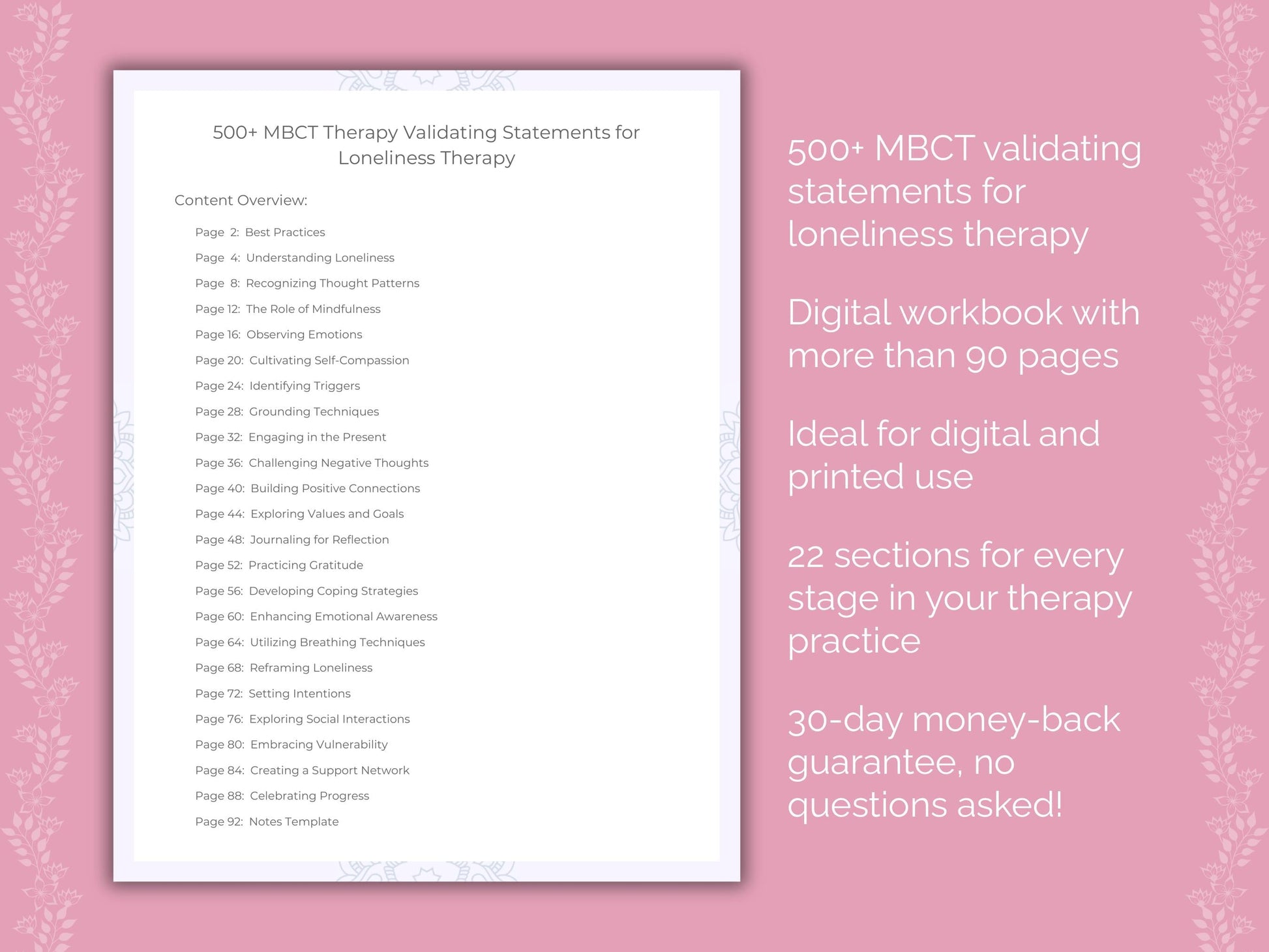 Loneliness Mindfulness-Based Cognitive Therapy (MBCT) Therapist Worksheets