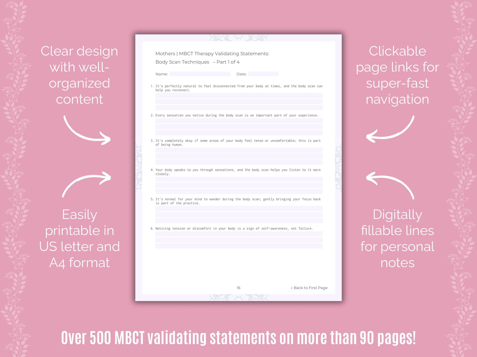 Mothers Mindfulness-Based Cognitive Therapy (MBCT) Counseling Templates