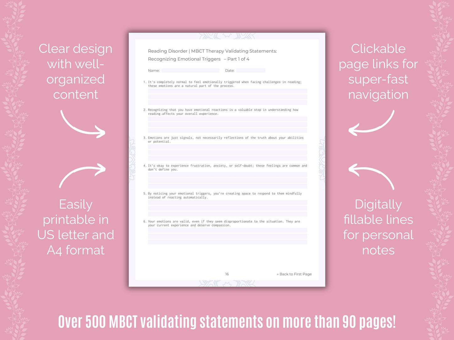 Reading Disorder Mindfulness-Based Cognitive Therapy (MBCT) Counseling Templates