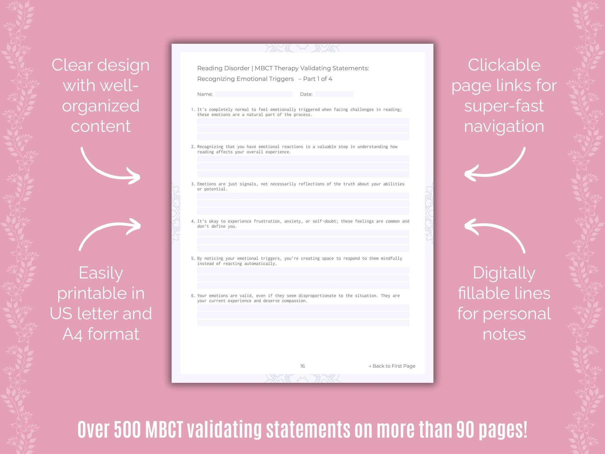 Reading Disorder Mindfulness-Based Cognitive Therapy (MBCT) Counseling Templates
