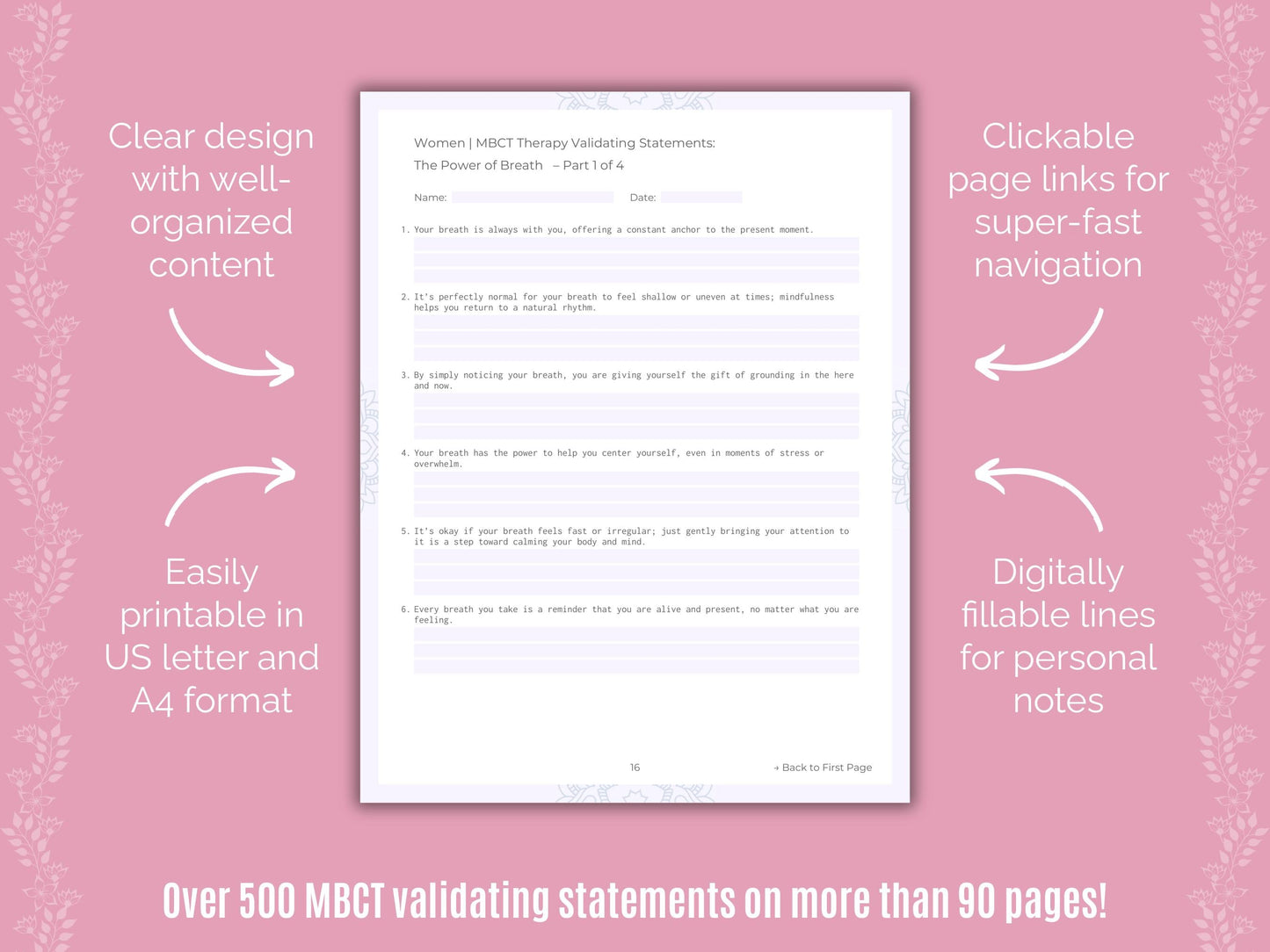 Women Mindfulness-Based Cognitive Therapy (MBCT) Counseling Templates