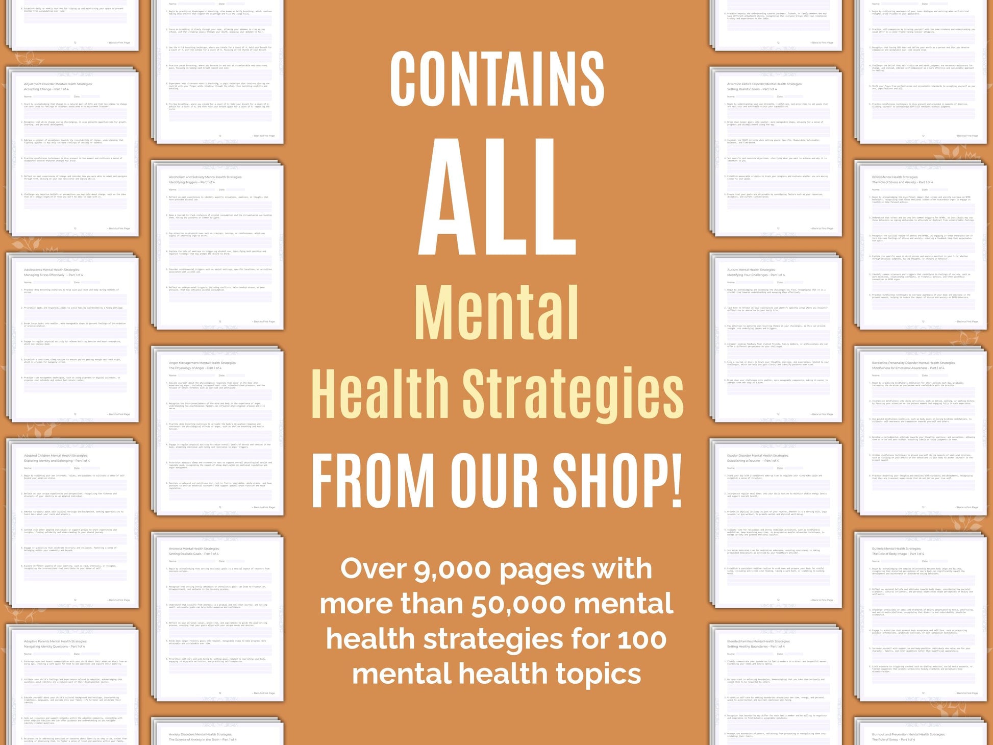 Mental Health Strategies Therapist Worksheets