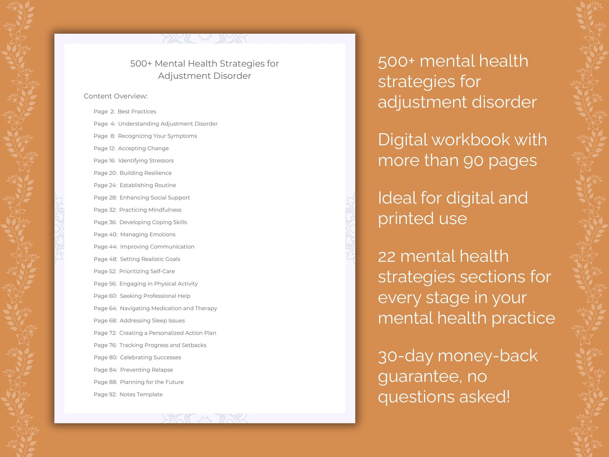 Adjustment Disorder Mental Health Therapist Worksheets