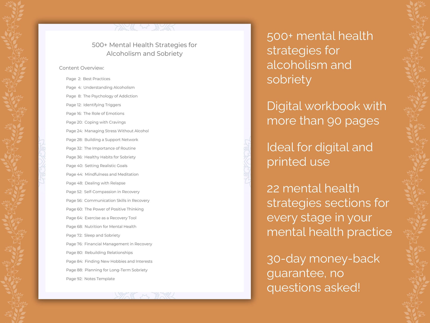 Alcoholism and Sobriety Mental Health Therapist Worksheets