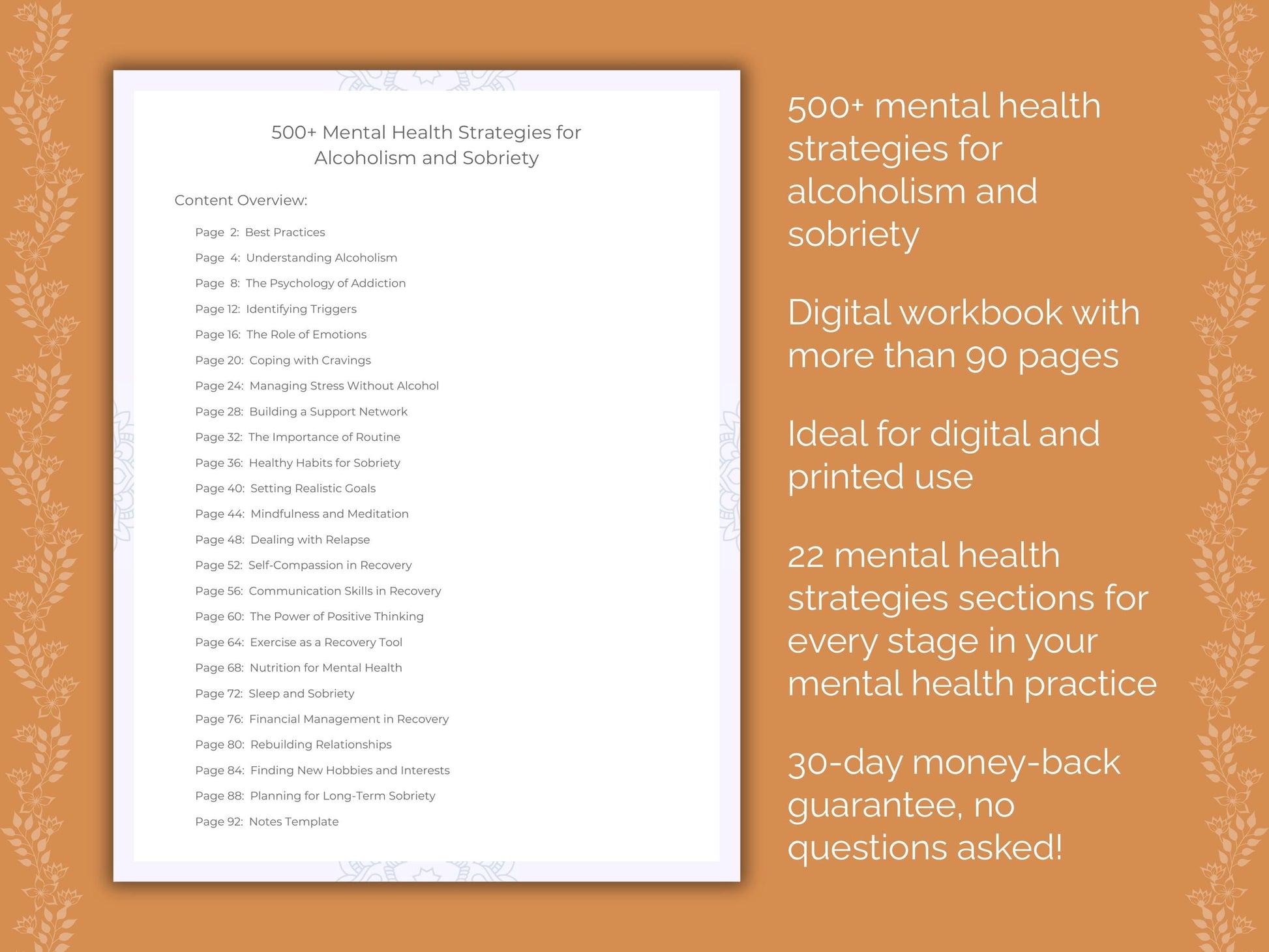 Alcoholism and Sobriety Mental Health Therapist Worksheets