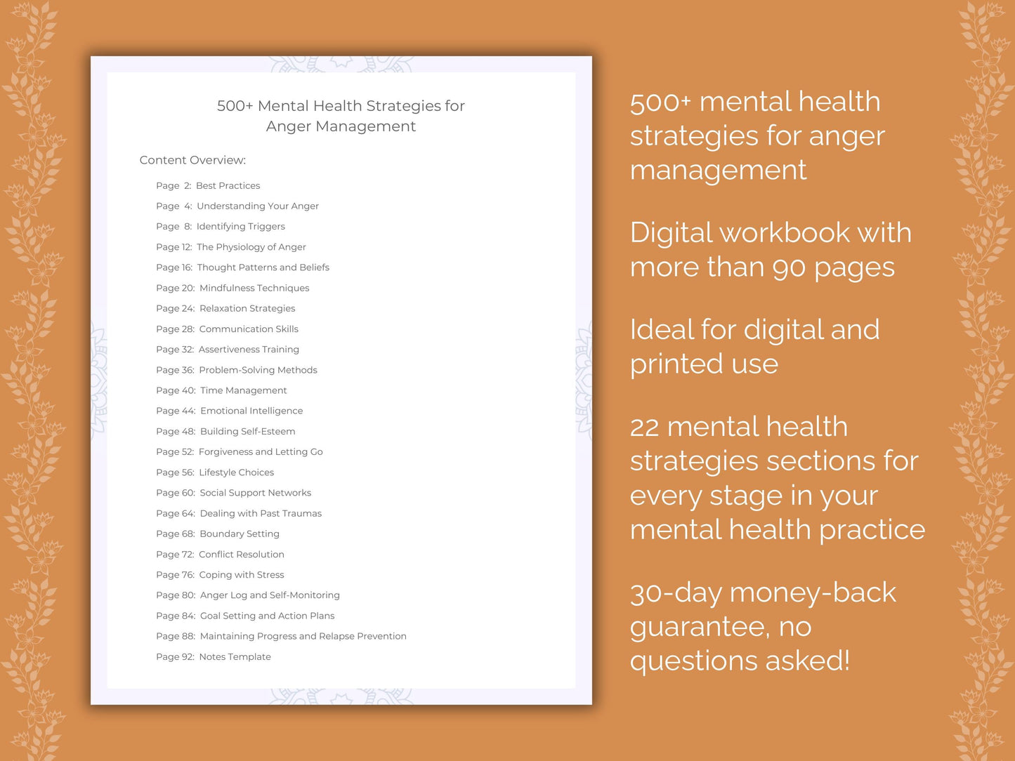 Anger Management Mental Health Therapist Worksheets