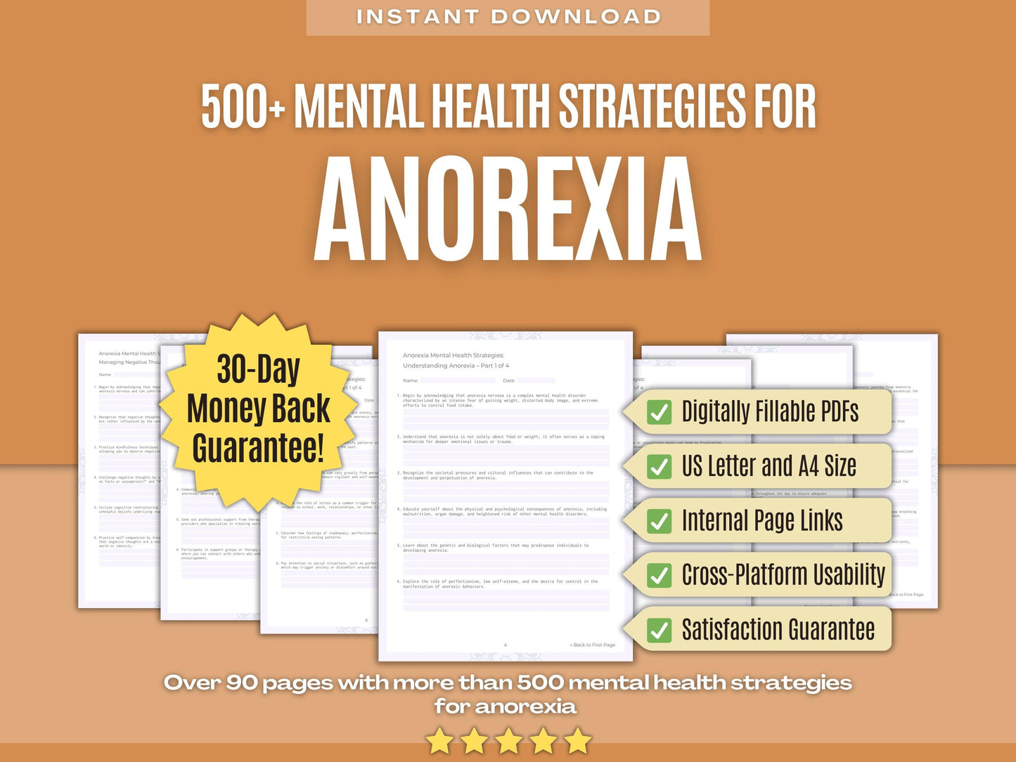 Anorexia Mental Health Psychology Workbooks