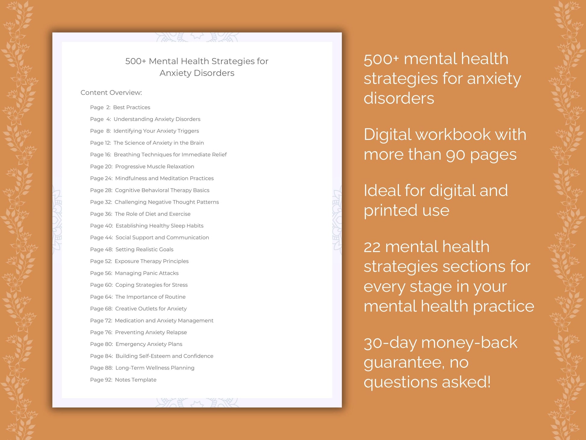 Anxiety Disorders Mental Health Therapist Worksheets