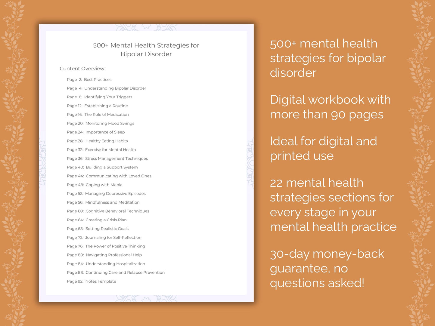 Bipolar Disorder Mental Health Therapist Worksheets