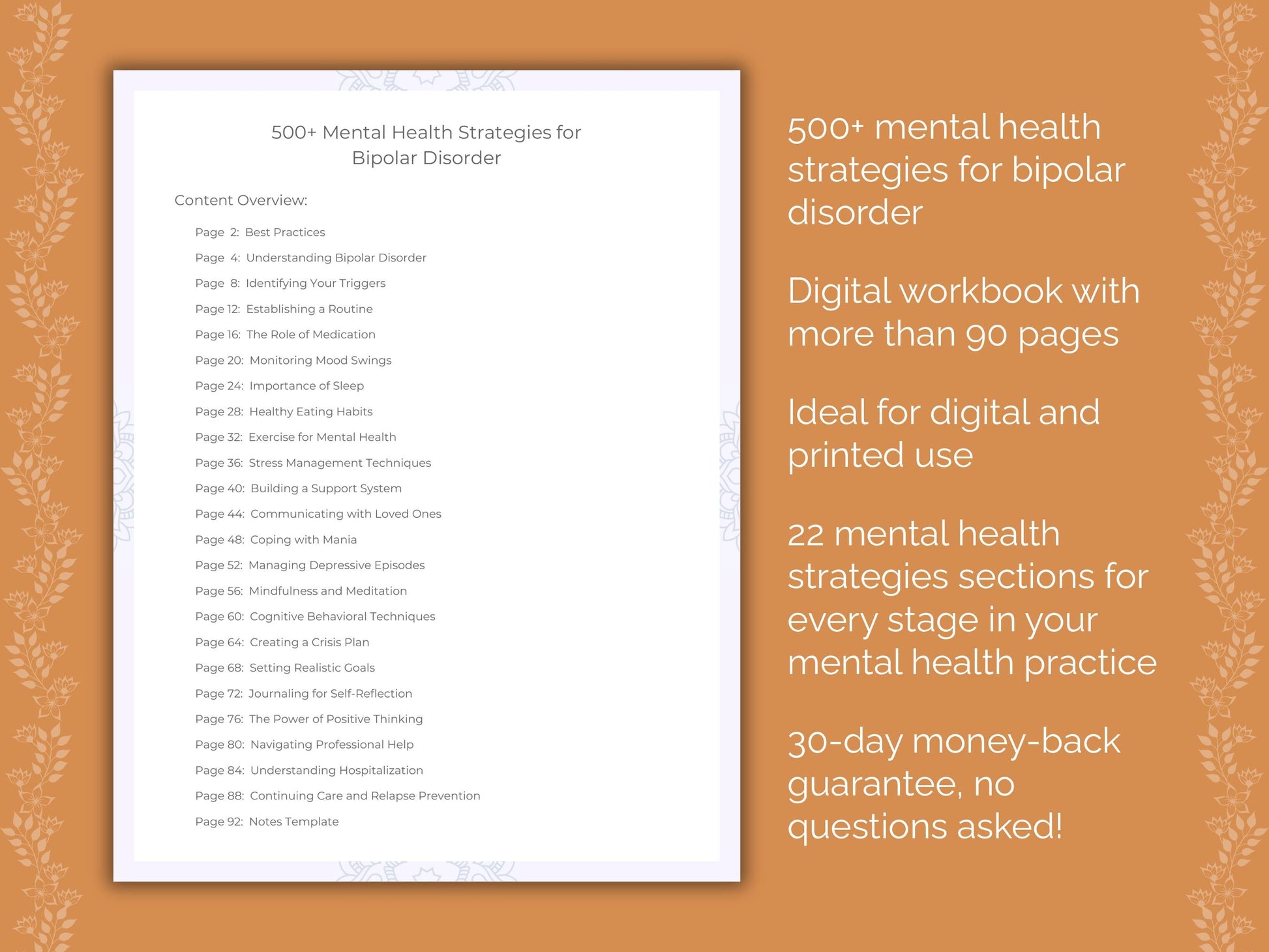 Bipolar Disorder Mental Health Therapist Worksheets