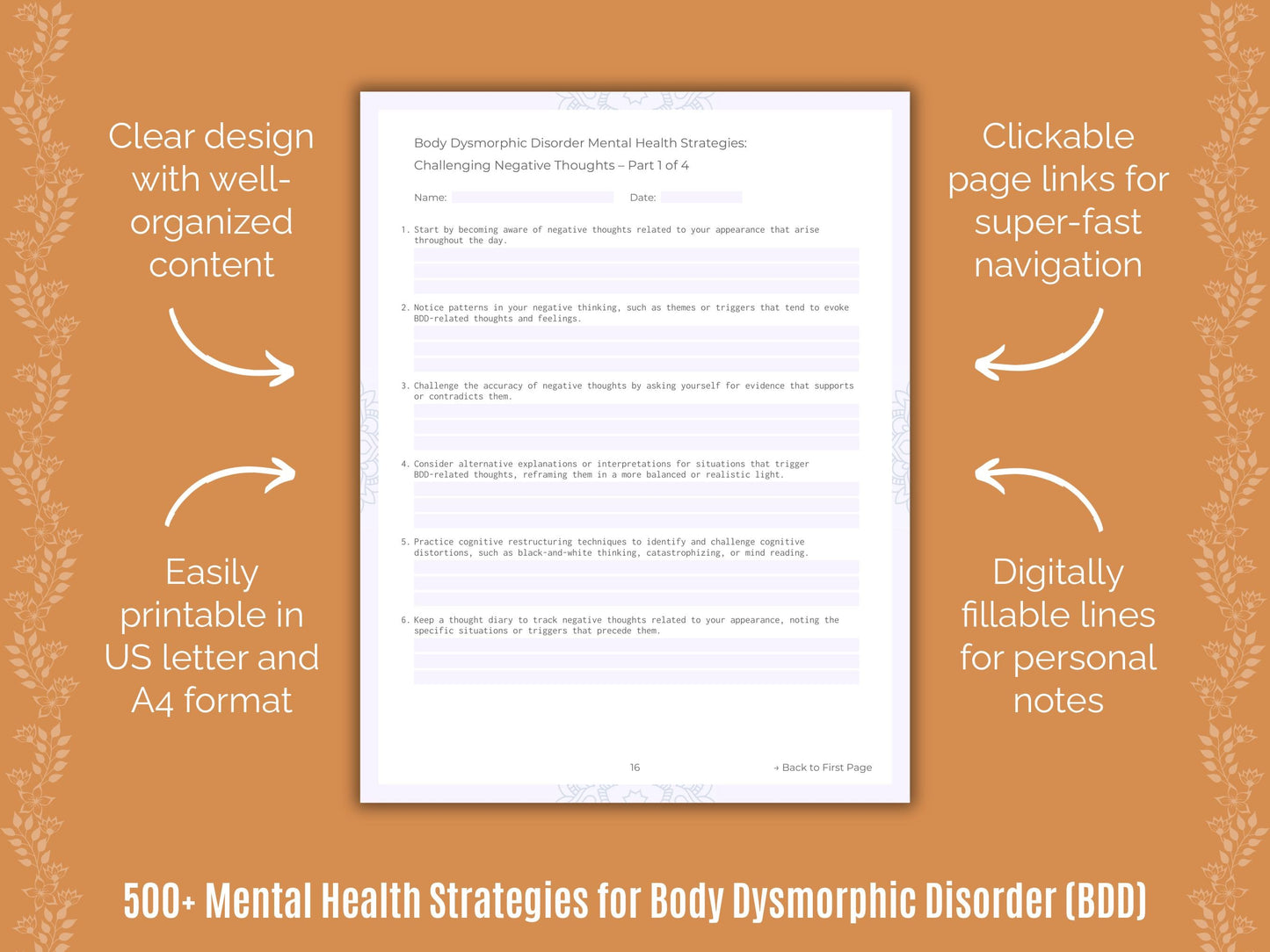 Body Dysmorphic Disorder (BDD) Mental Health Counseling Templates