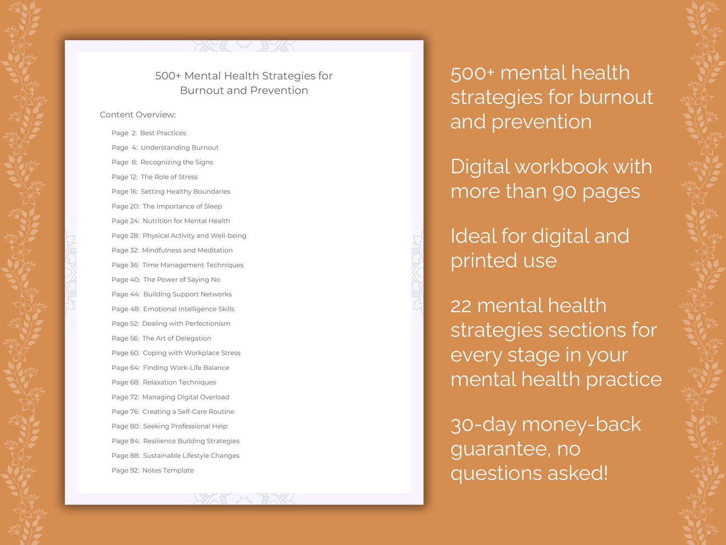 Burnout and Prevention Mental Health Therapist Worksheets