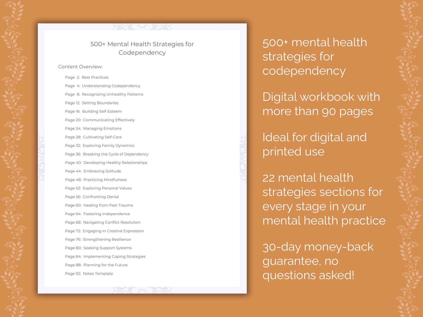 Codependency Mental Health Therapist Worksheets