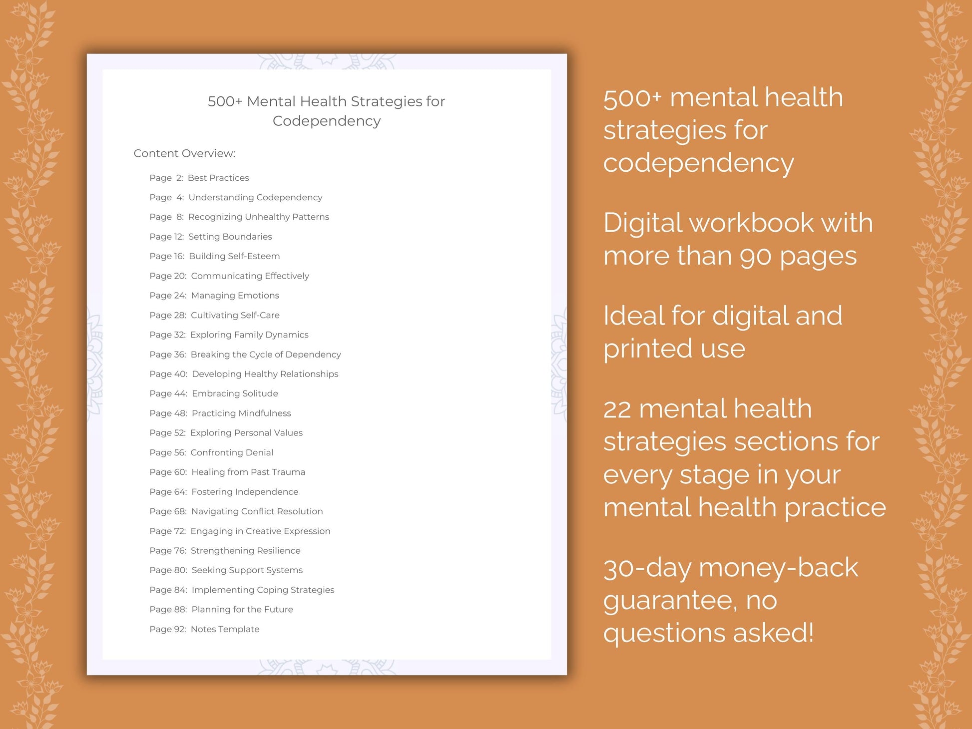 Codependency Mental Health Therapist Worksheets