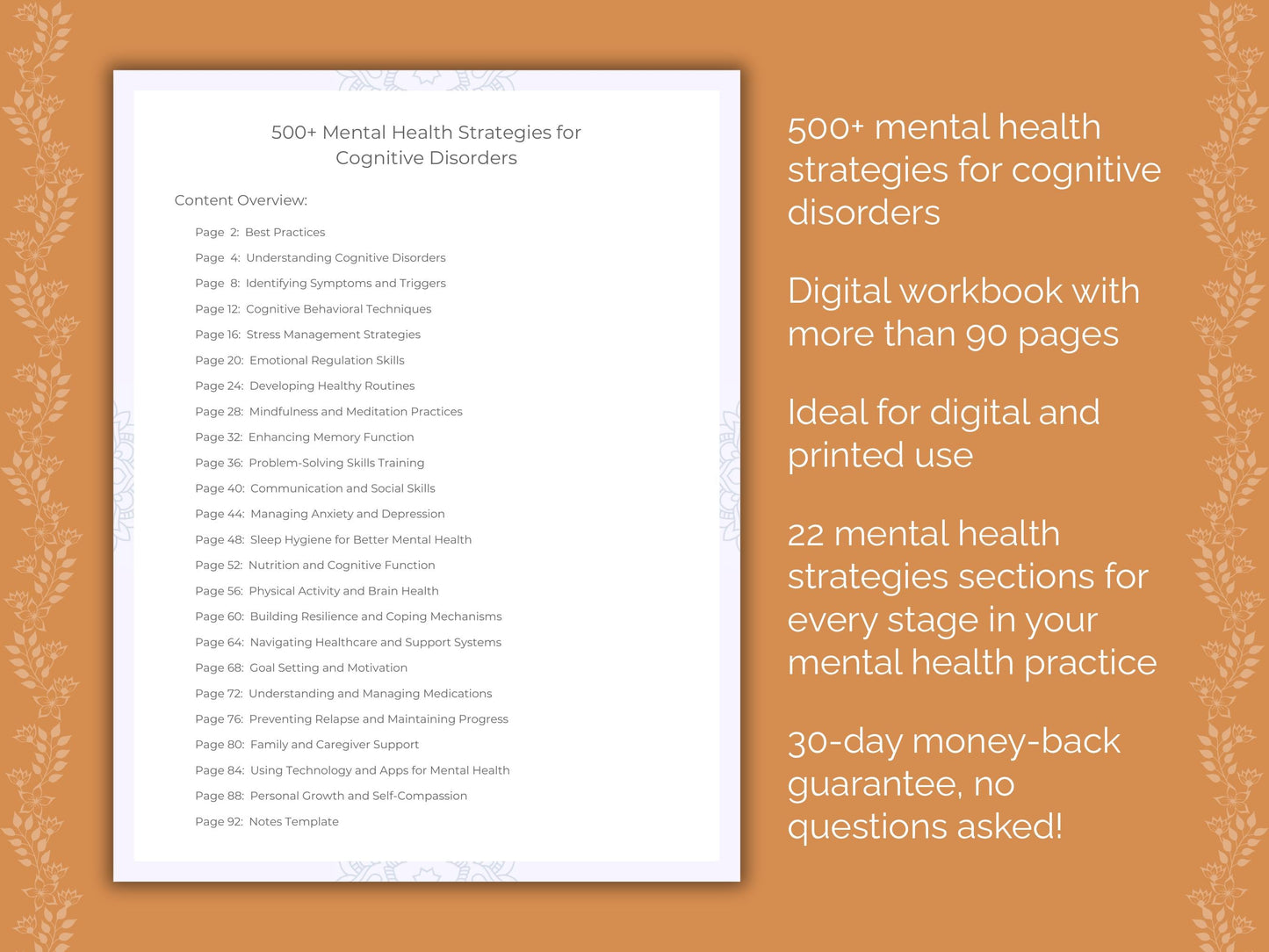 Cognitive Disorders Mental Health Therapist Worksheets