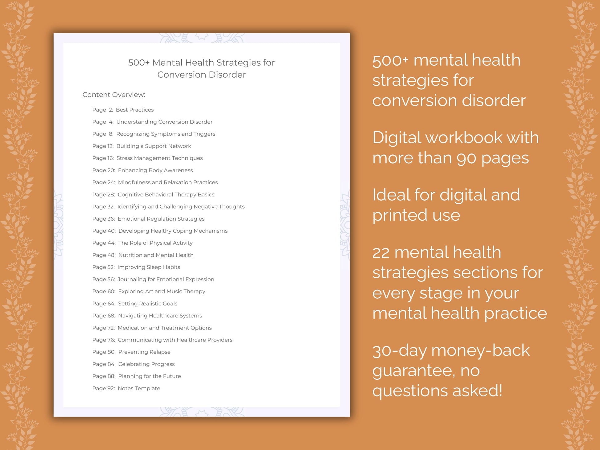 Conversion Disorder Mental Health Therapist Worksheets