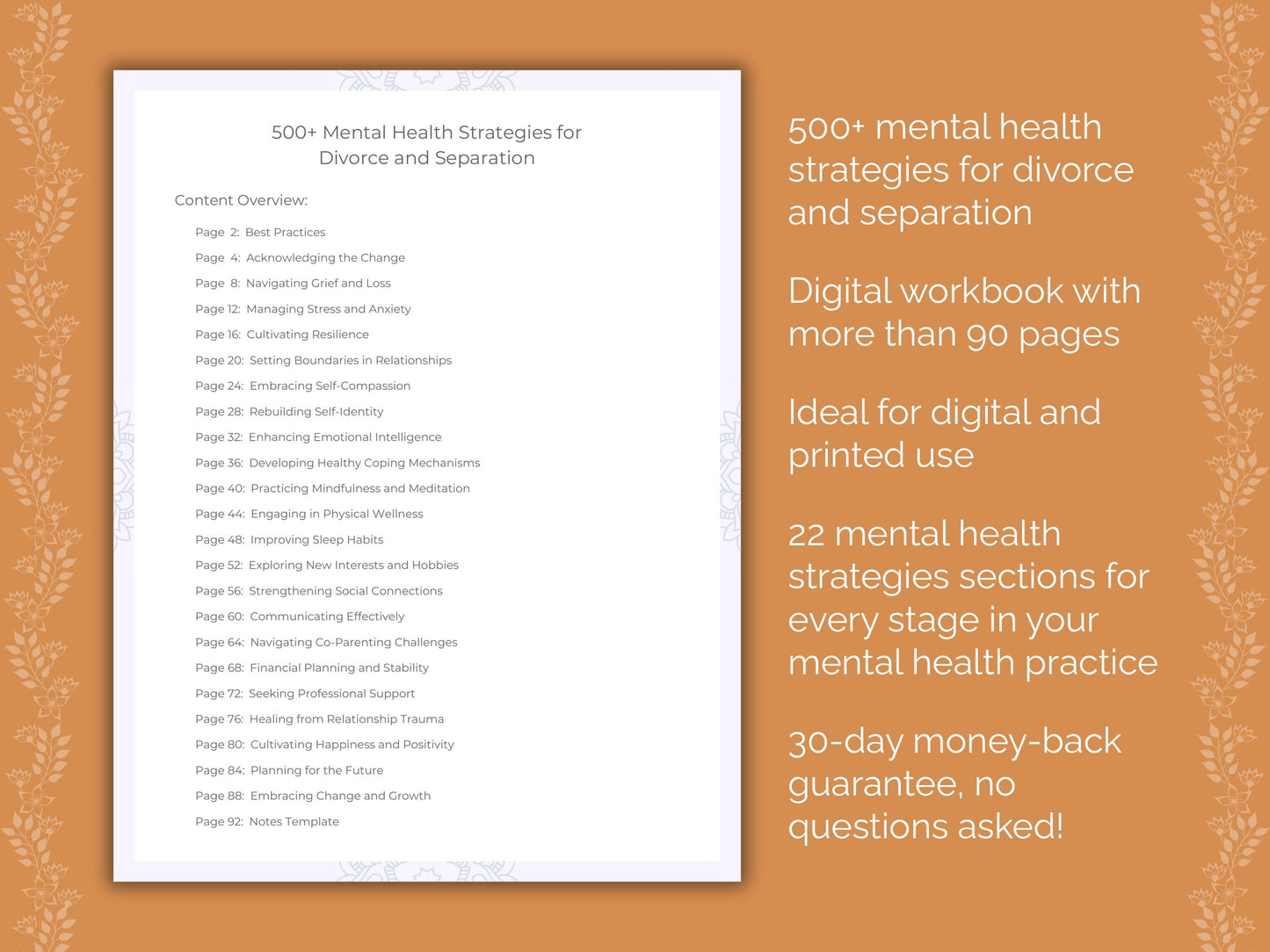 Divorce and Separation Mental Health Therapist Worksheets