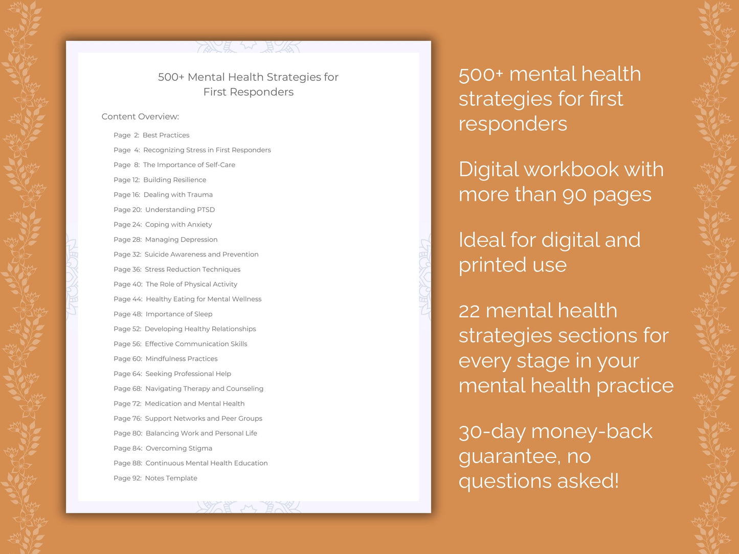 First Responders Mental Health Therapist Worksheets