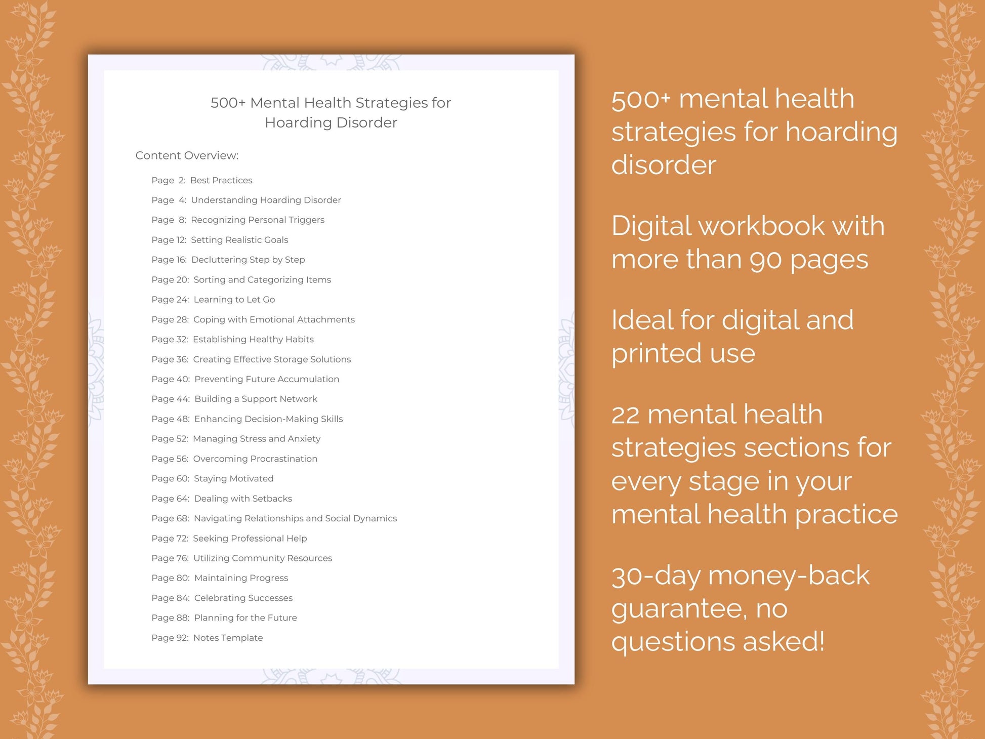 Hoarding Disorder Mental Health Therapist Worksheets