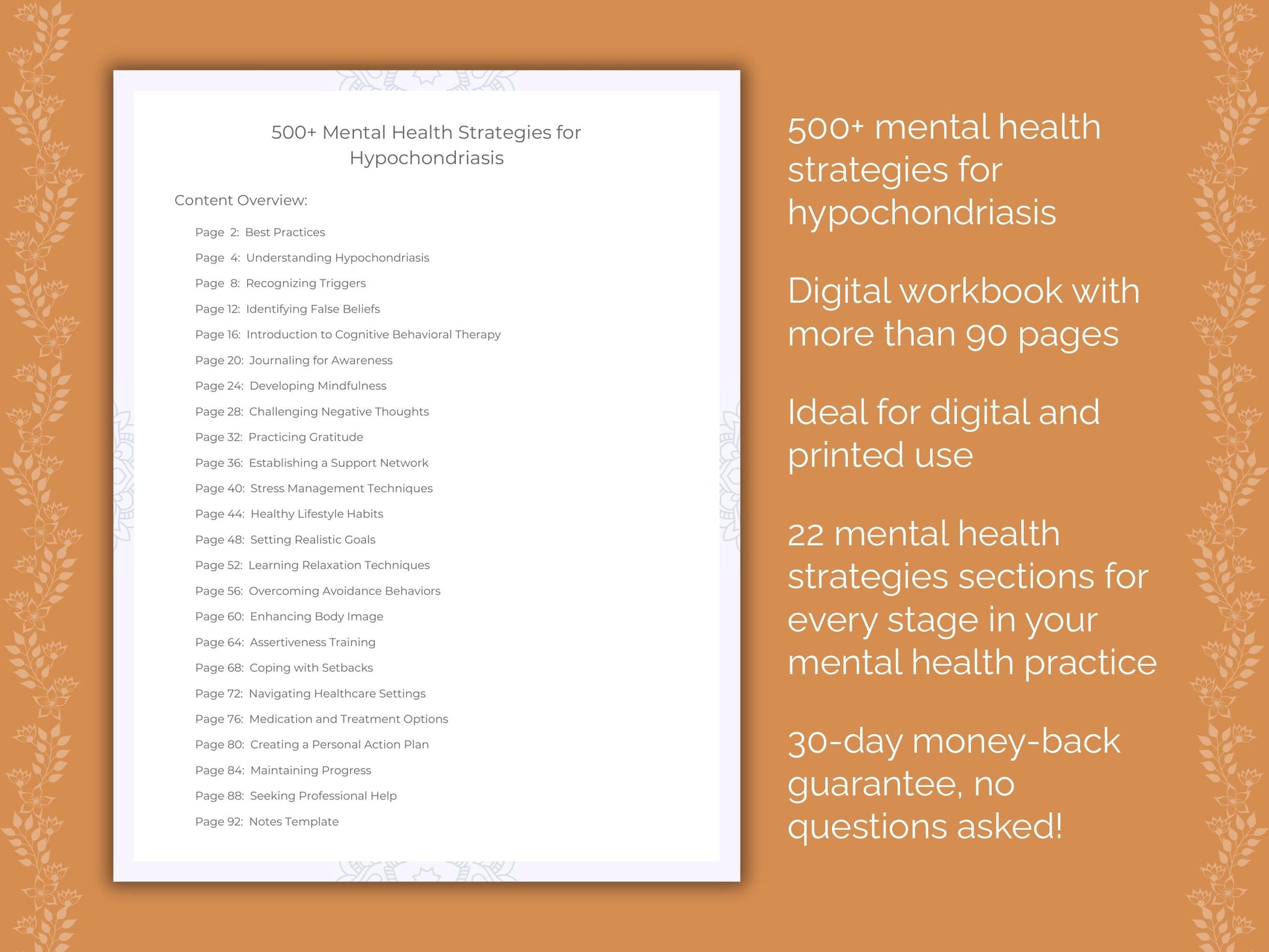 Hypochondriasis Mental Health Therapist Worksheets