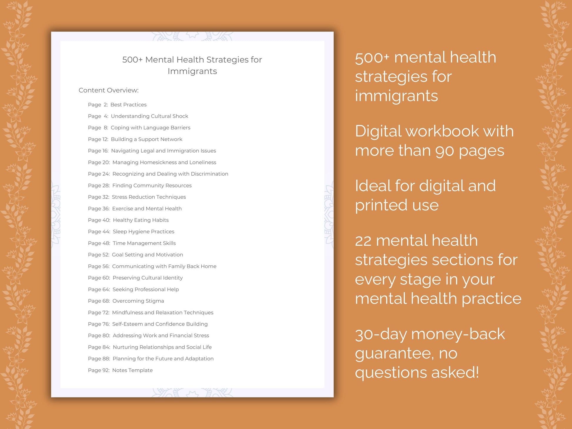 Immigrants Mental Health Therapist Worksheets