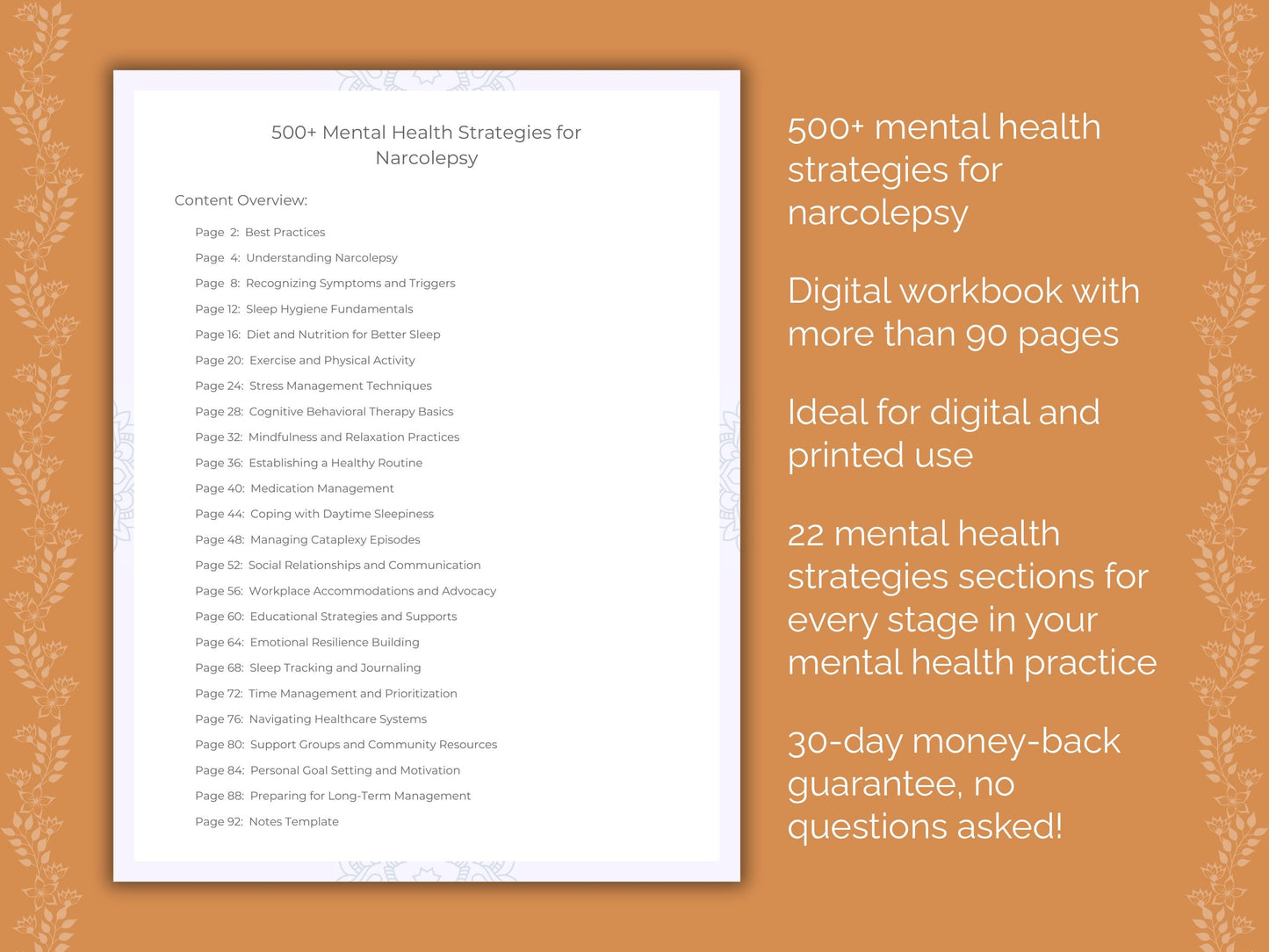 Narcolepsy Mental Health Therapist Worksheets