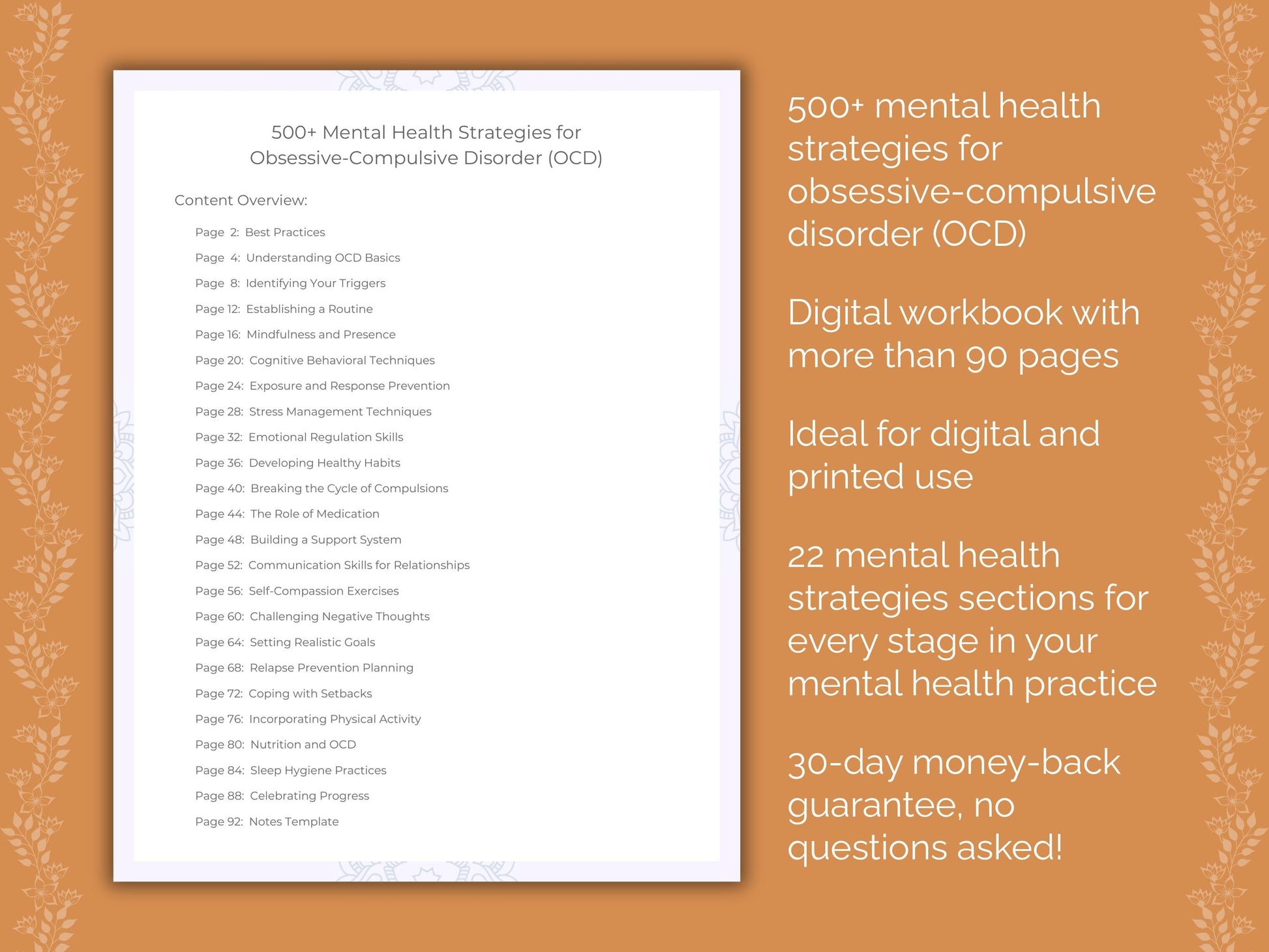 Obsessive-Compulsive Disorder (OCD) Mental Health Therapist Worksheets