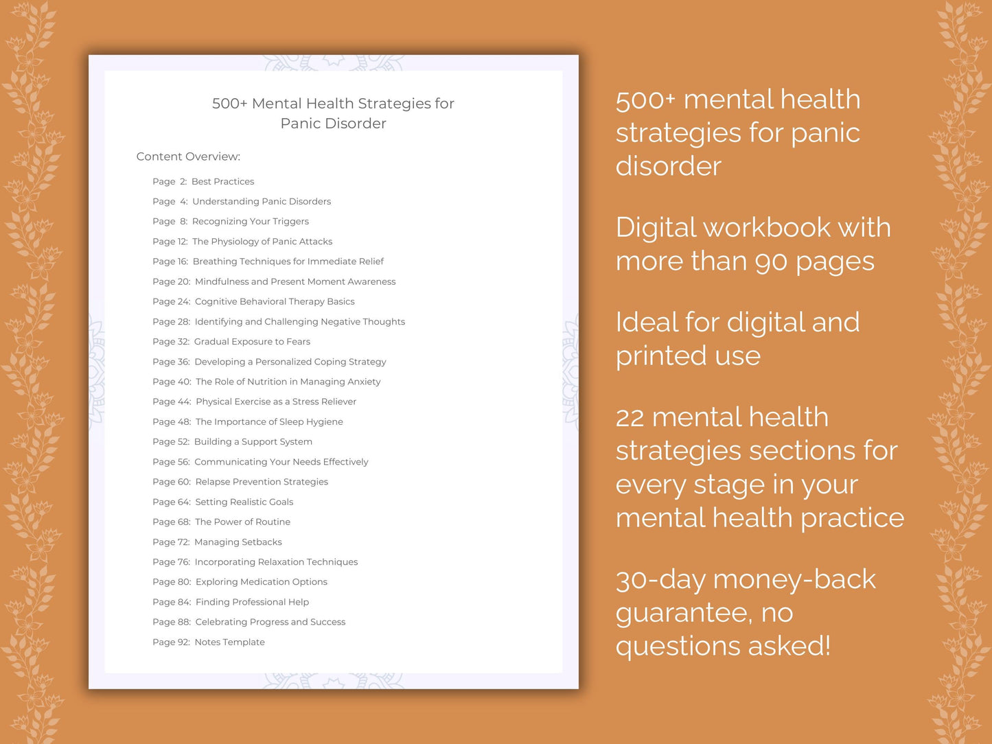 Panic Disorder Mental Health Therapist Worksheets