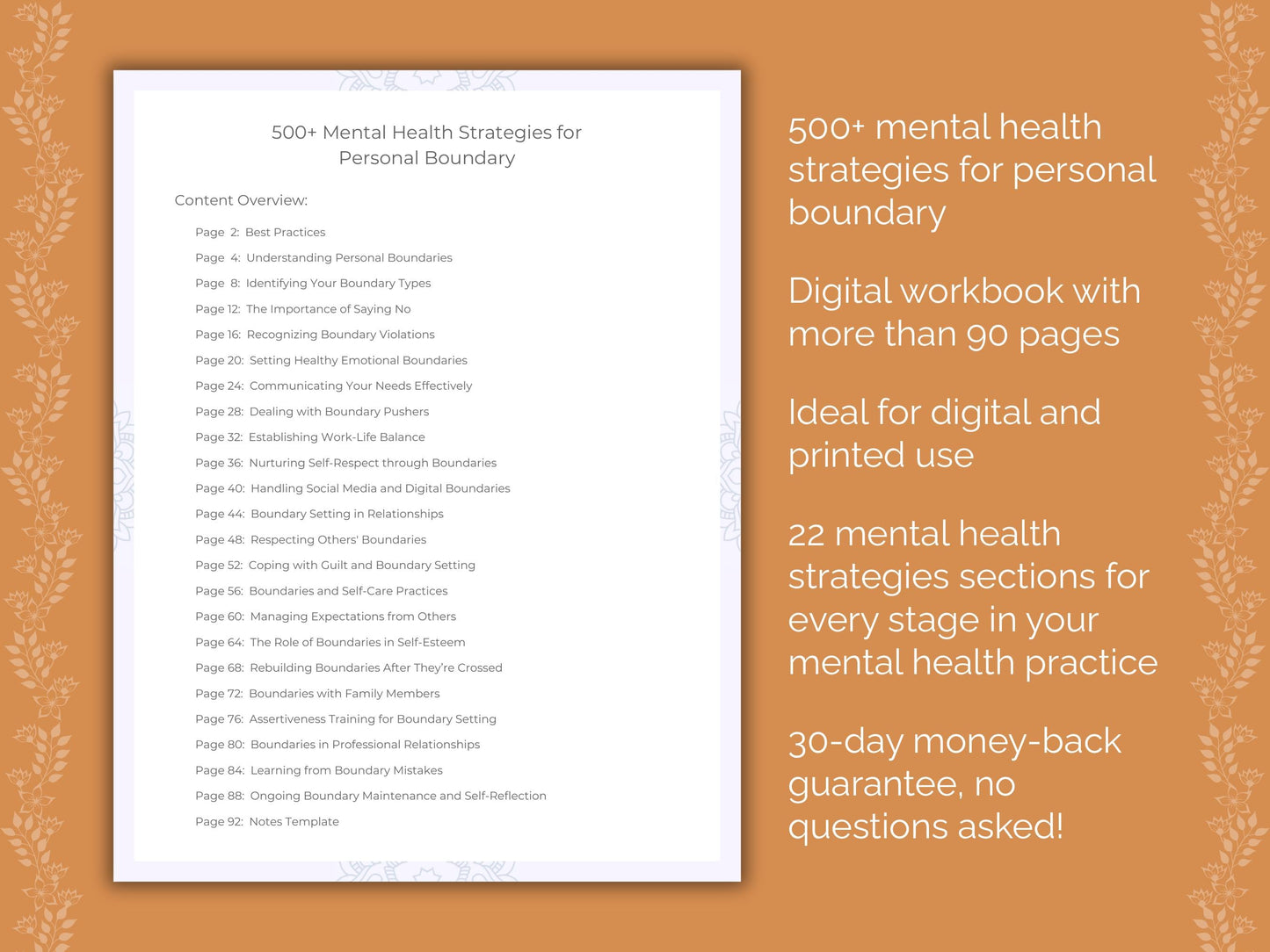 Personal Boundary Mental Health Therapist Worksheets