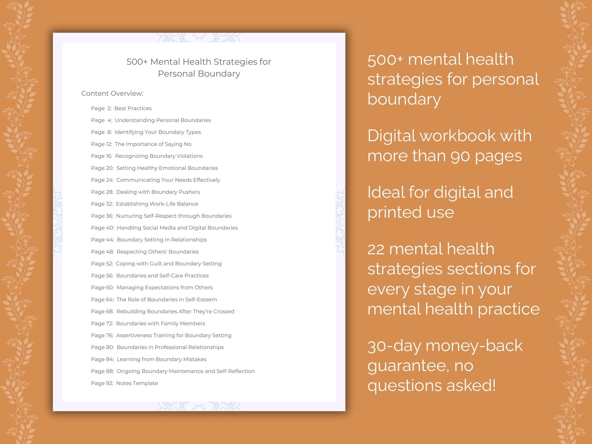 Personal Boundary Mental Health Therapist Worksheets