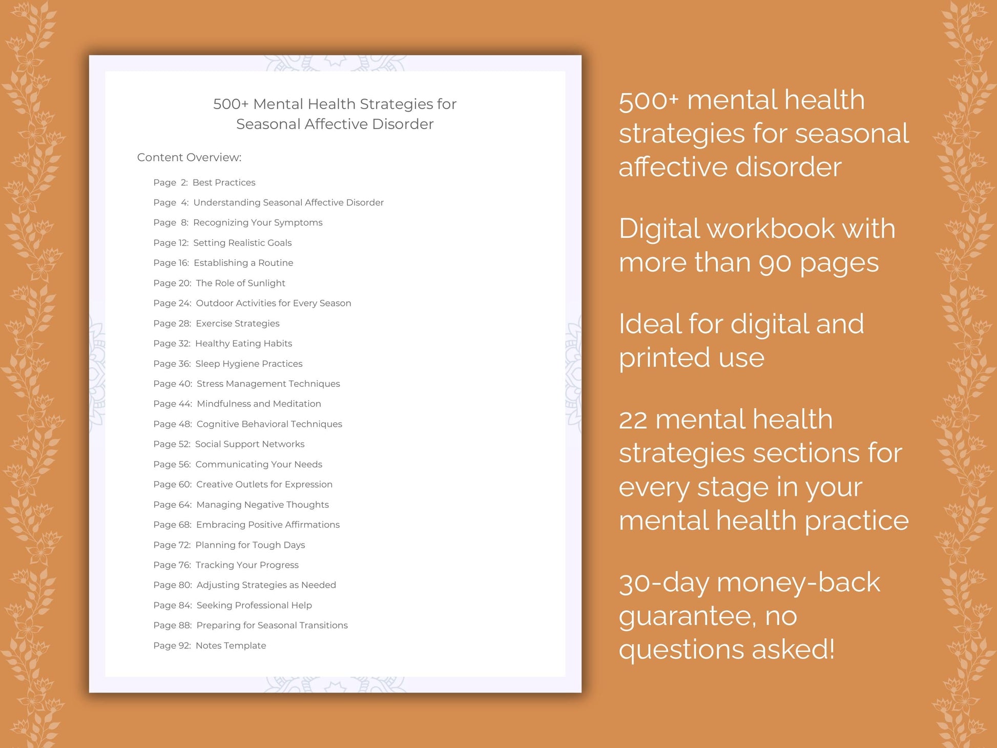 Seasonal Affective Disorder Mental Health Therapist Worksheets