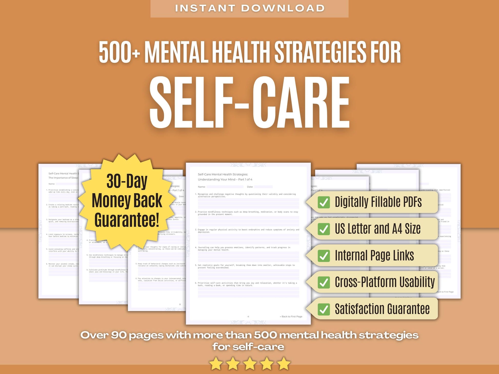 Self-Care Mental Health Psychology Workbooks