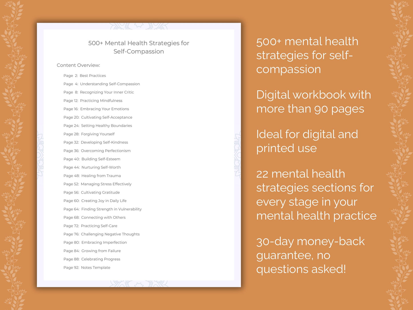 Self-Compassion Mental Health Therapist Worksheets