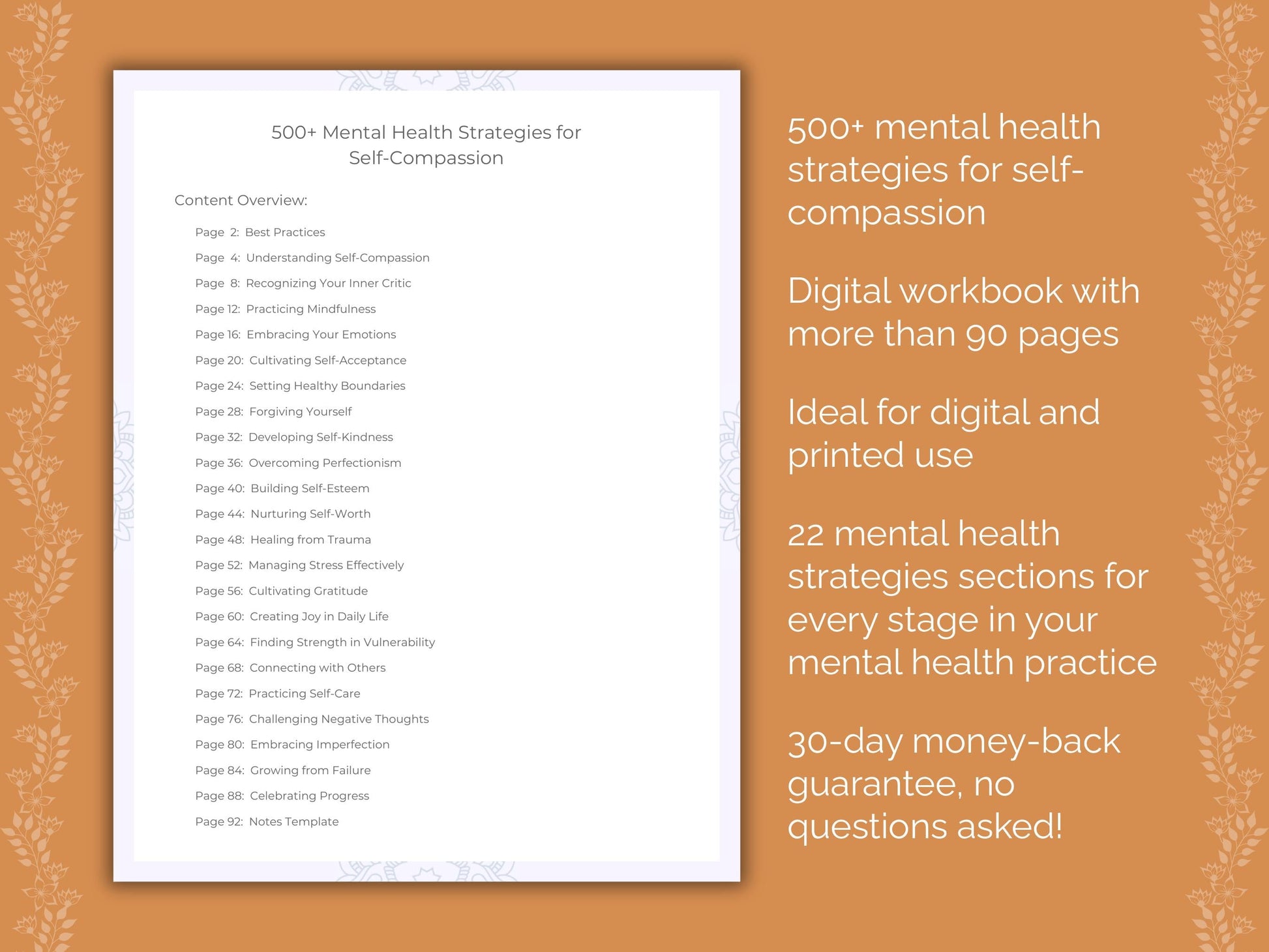 Self-Compassion Mental Health Therapist Worksheets