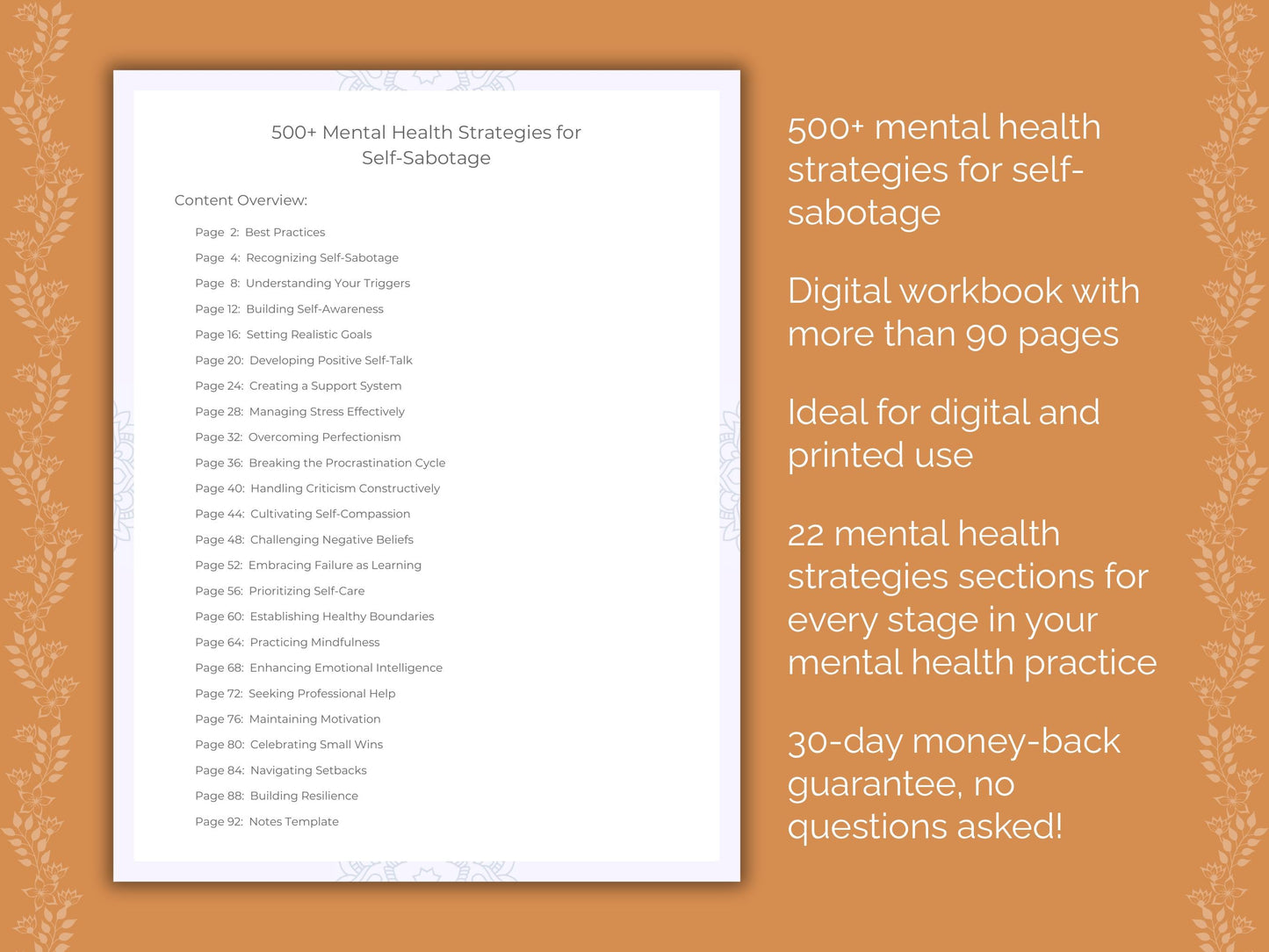 Self-Sabotage Mental Health Therapist Worksheets