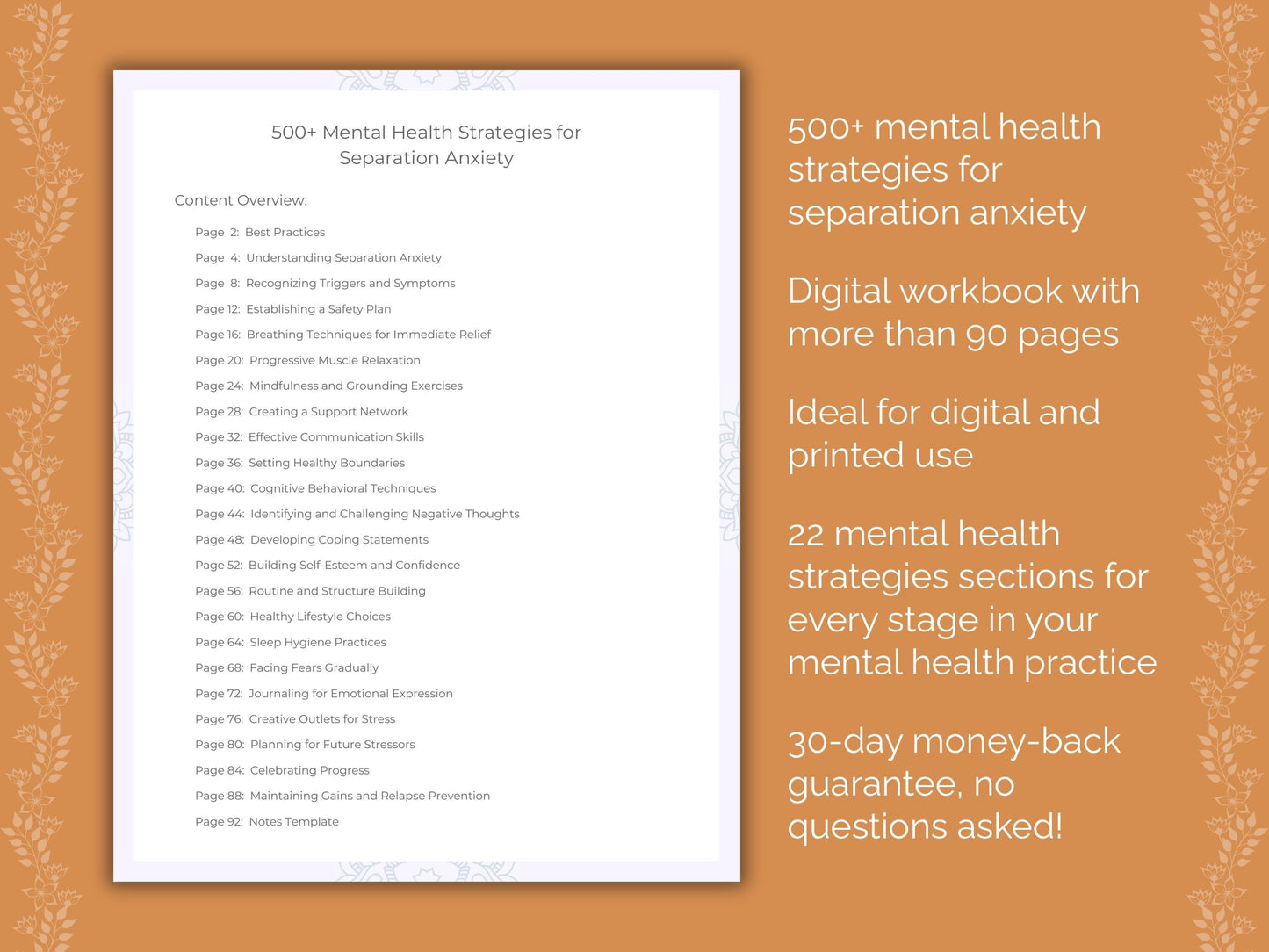 Separation Anxiety Mental Health Therapist Worksheets