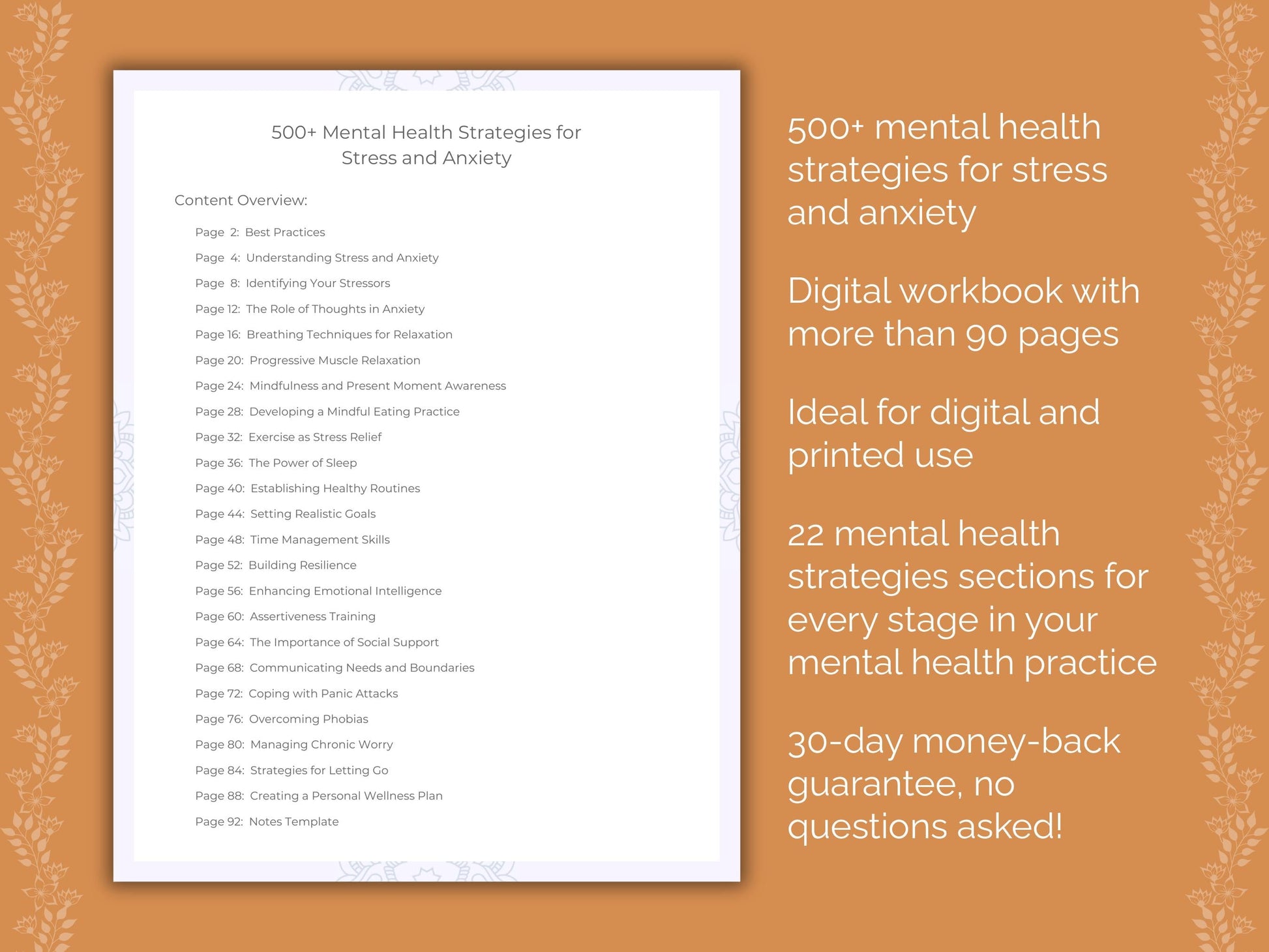 Stress and Anxiety Mental Health Therapist Worksheets