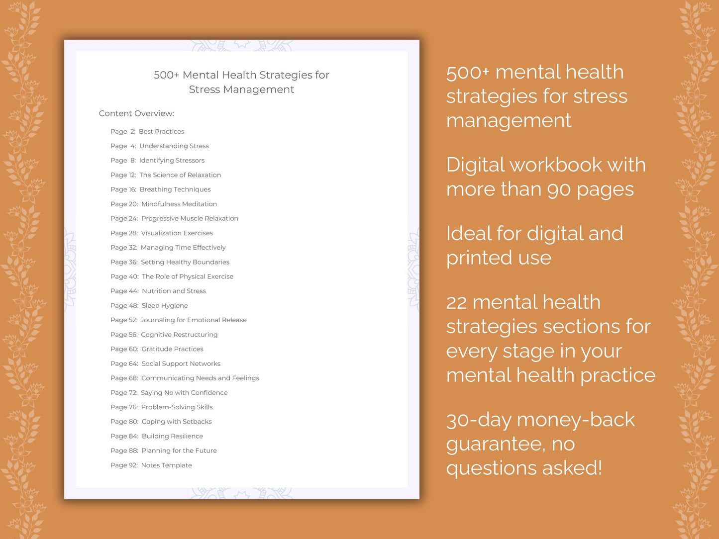 Stress Management Mental Health Therapist Worksheets