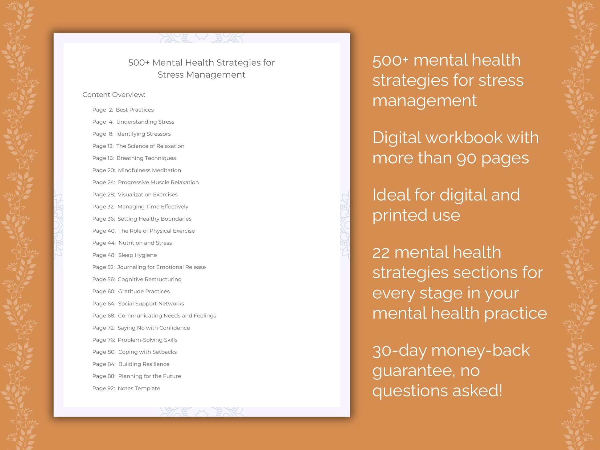 Stress Management Mental Health Therapist Worksheets