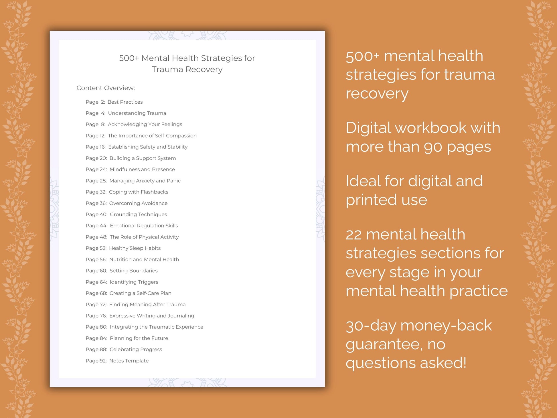 Trauma Recovery Mental Health Therapist Worksheets