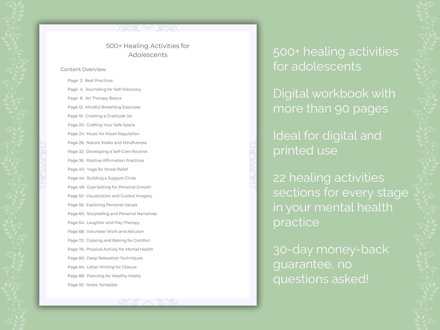 Adolescents Mental Health Therapist Worksheets