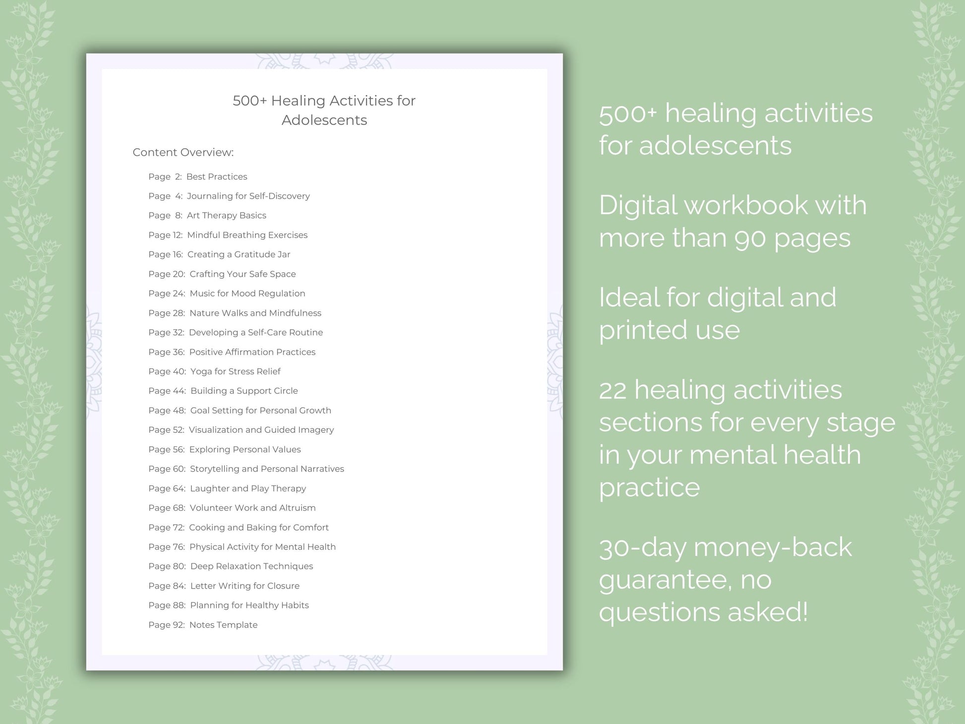 Adolescents Mental Health Therapist Worksheets