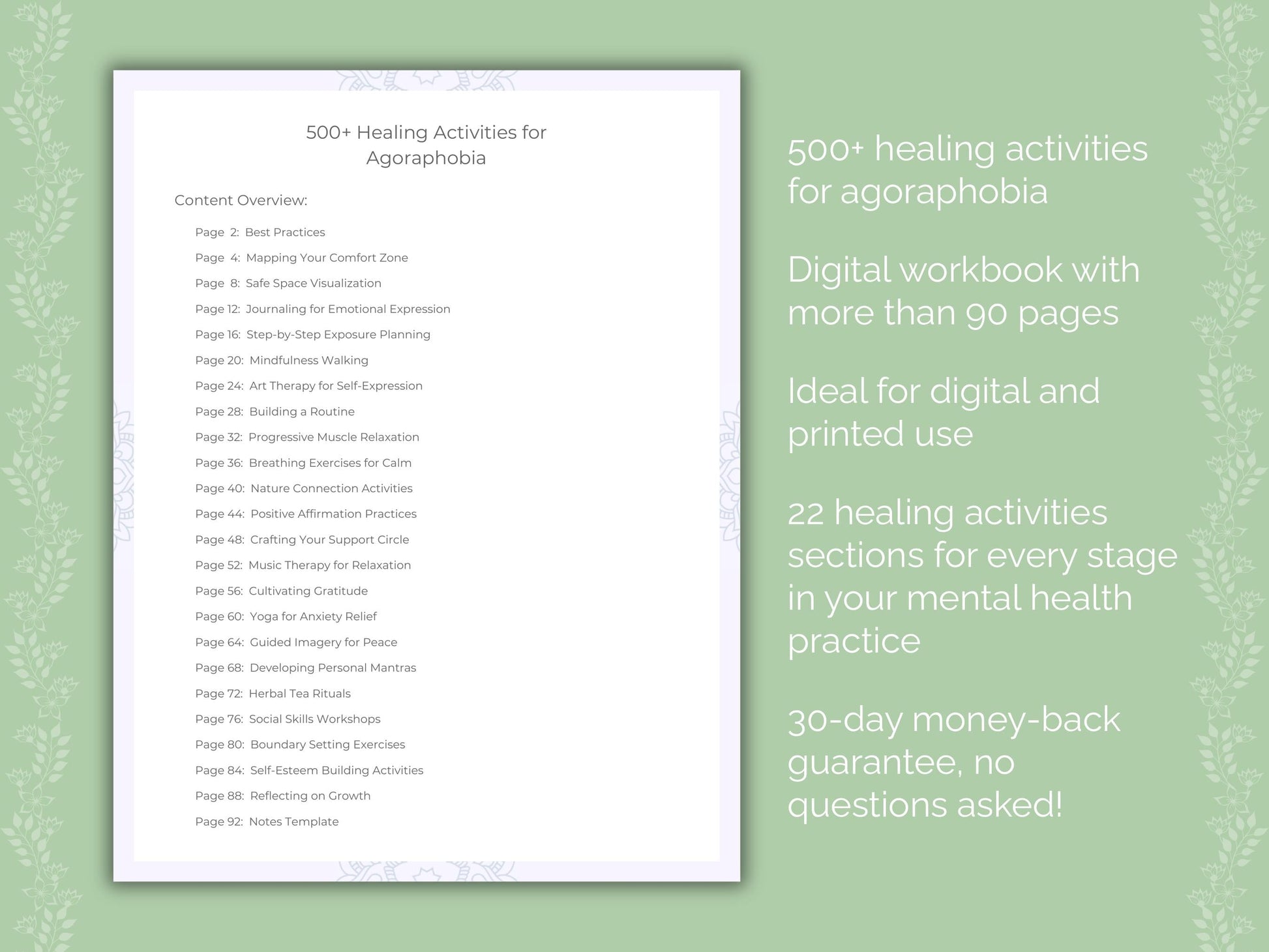 Agoraphobia Mental Health Therapist Worksheets