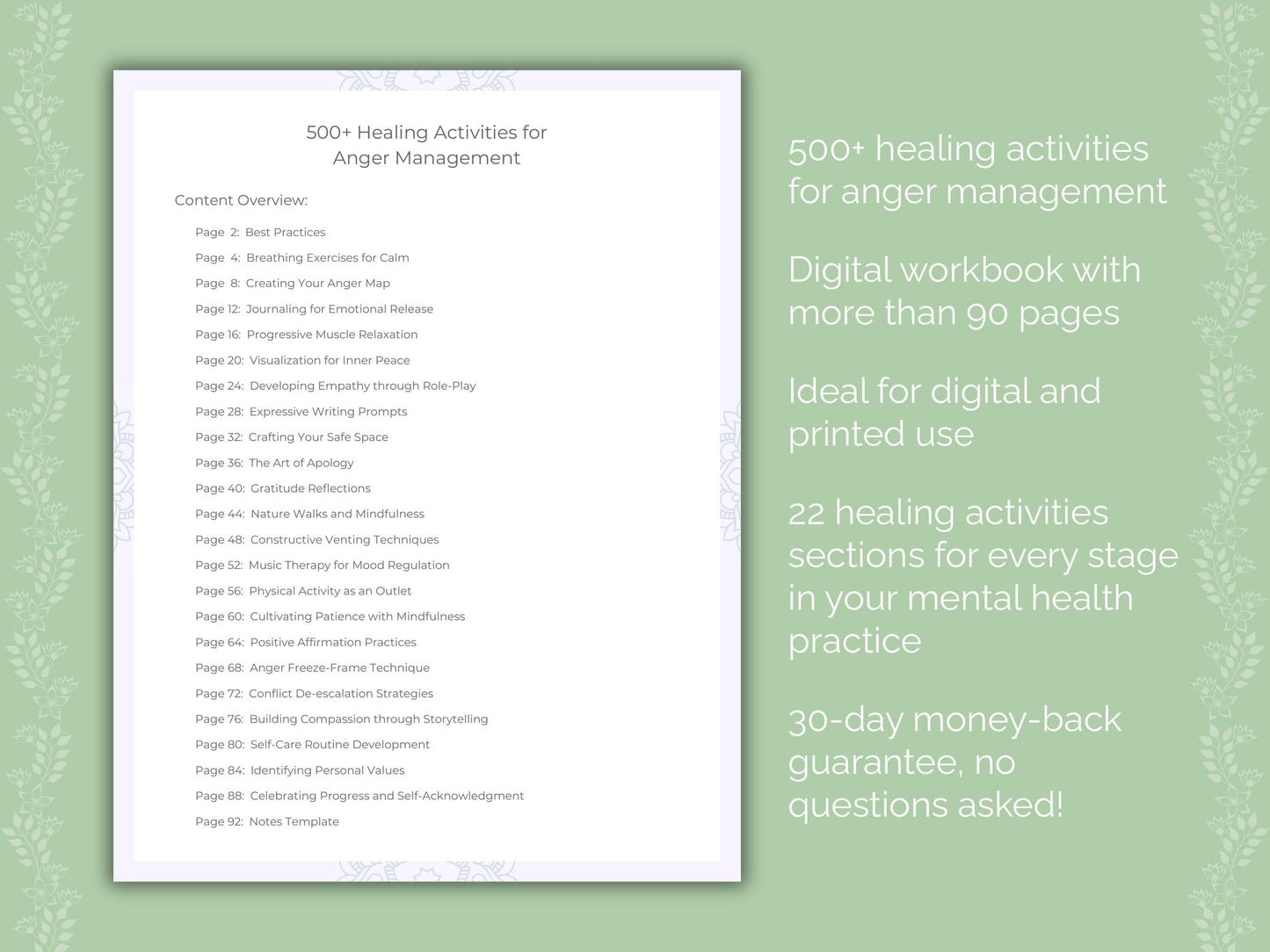 Anger Management Mental Health Therapist Worksheets